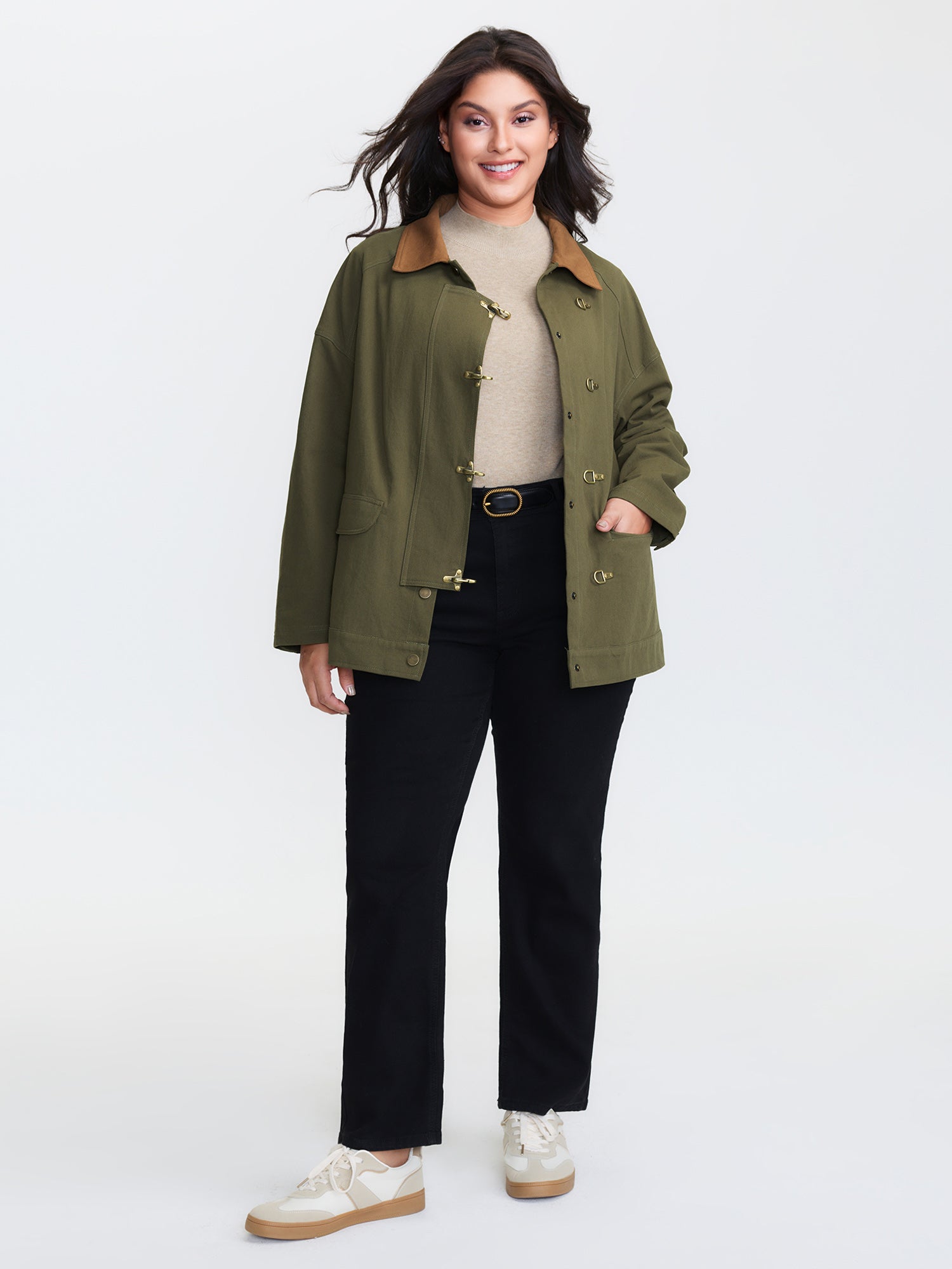 Pure Cotton Color Contrast Button Jacket