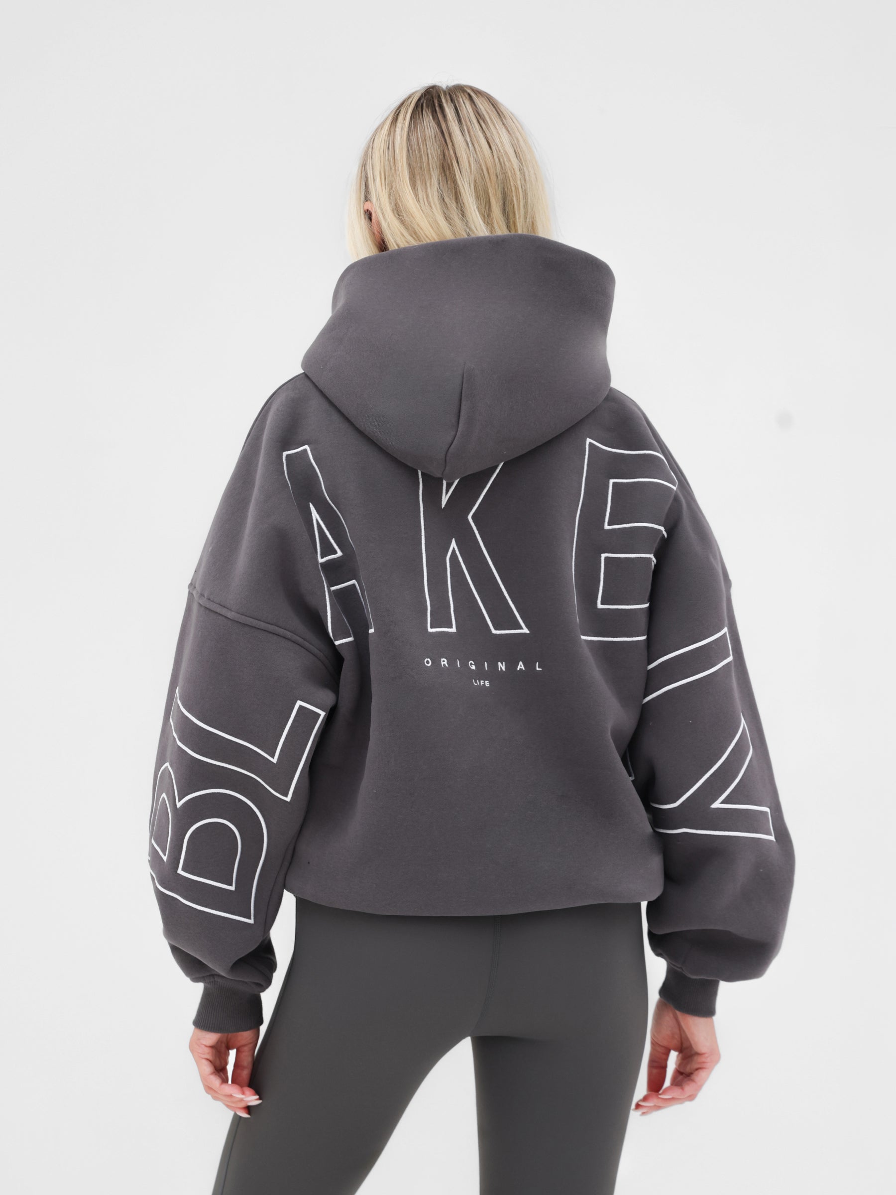 Embroidered Isabel Oversized Hoodie - Charcoal