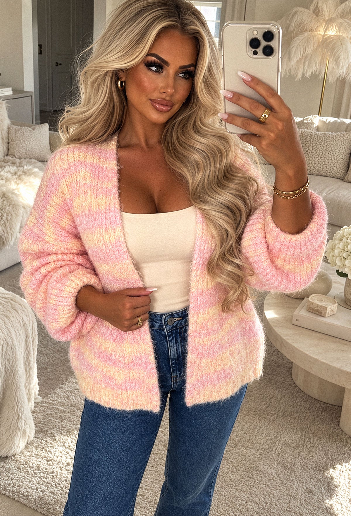 Maya Pink Space Dye Cardigan