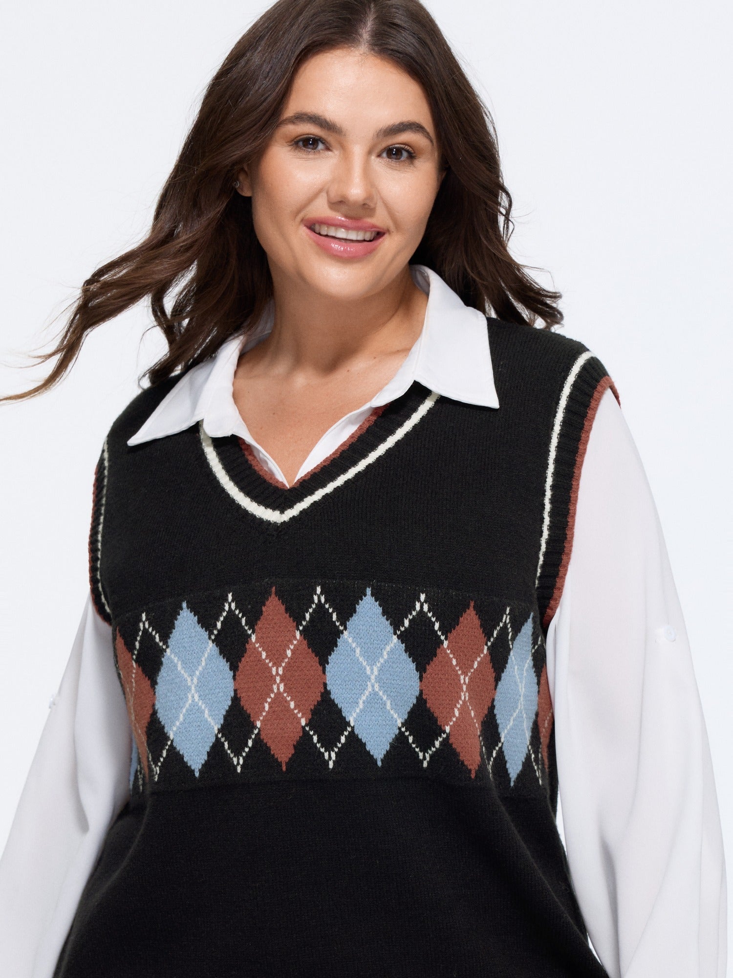 Supersoft Argyle Jacquard V‑Neck Sweater Vest