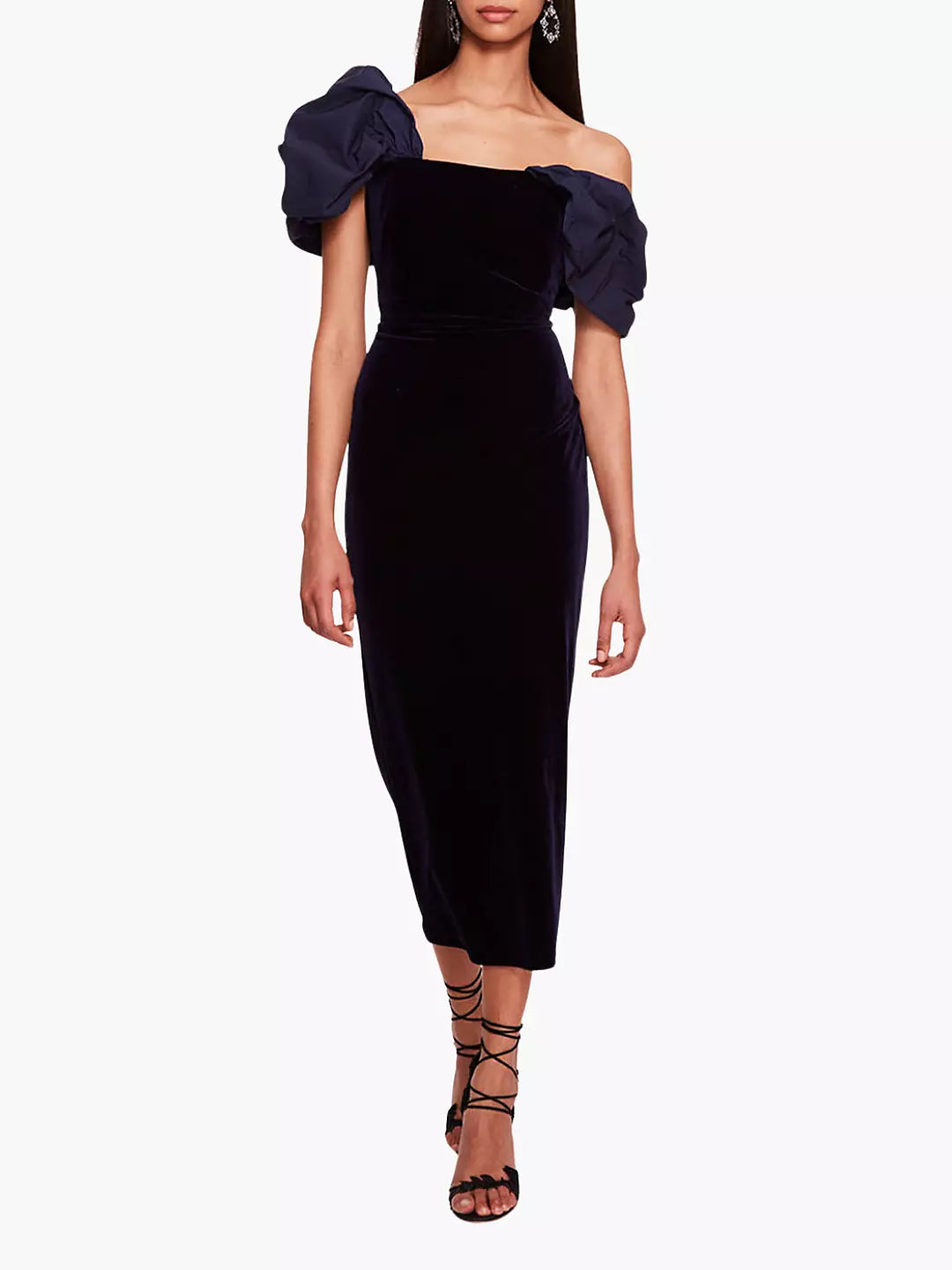 Velvet Asymmetrical Midi Dress