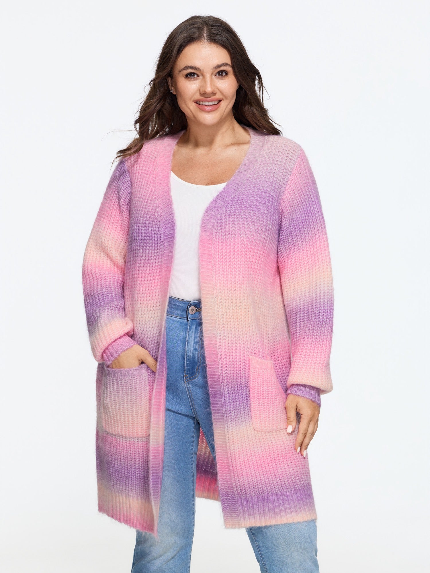 Ombre Pocket Open Front Cardigan