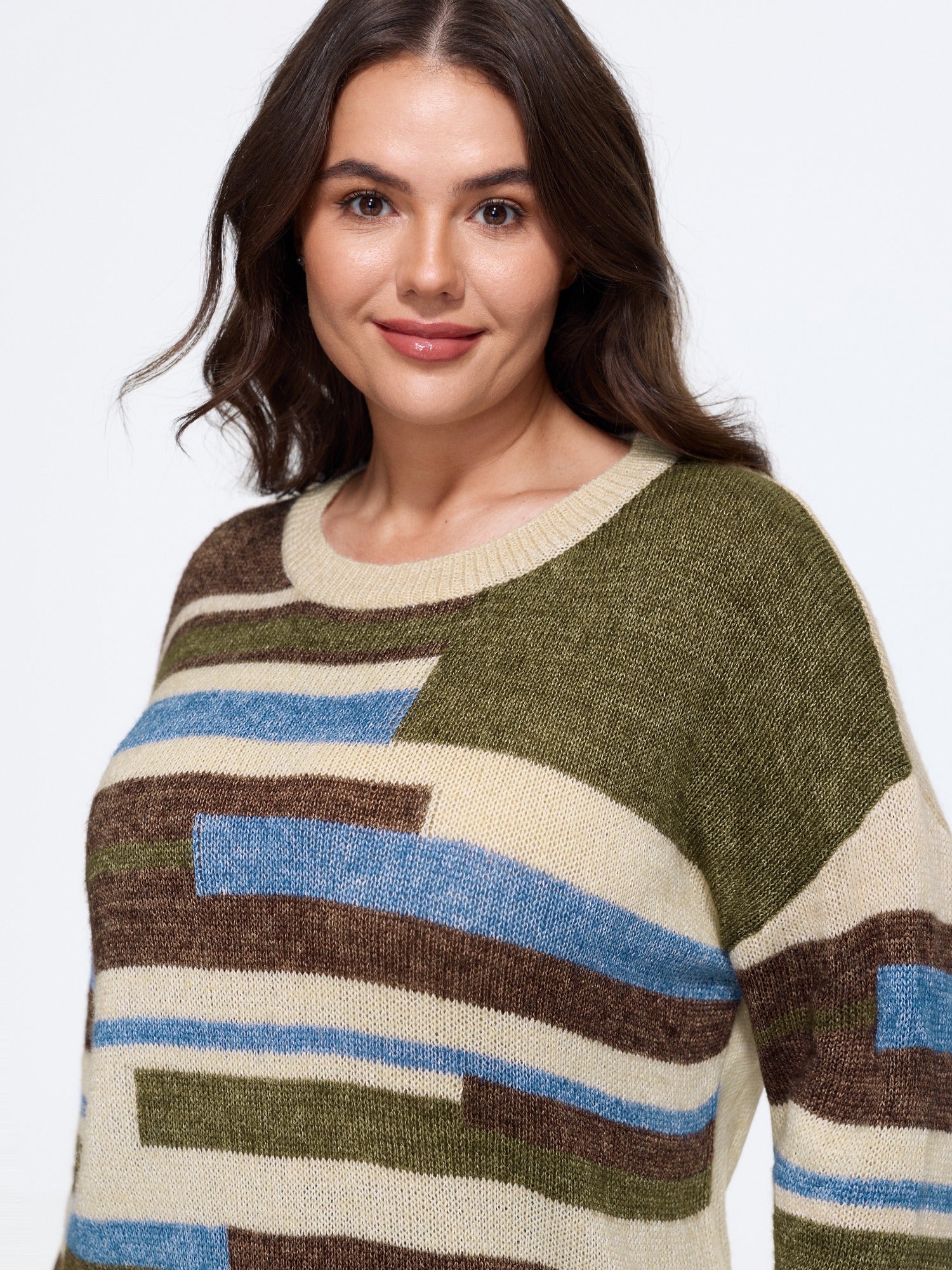 Crew Neck Colorblock Drop Shoulder Pullover