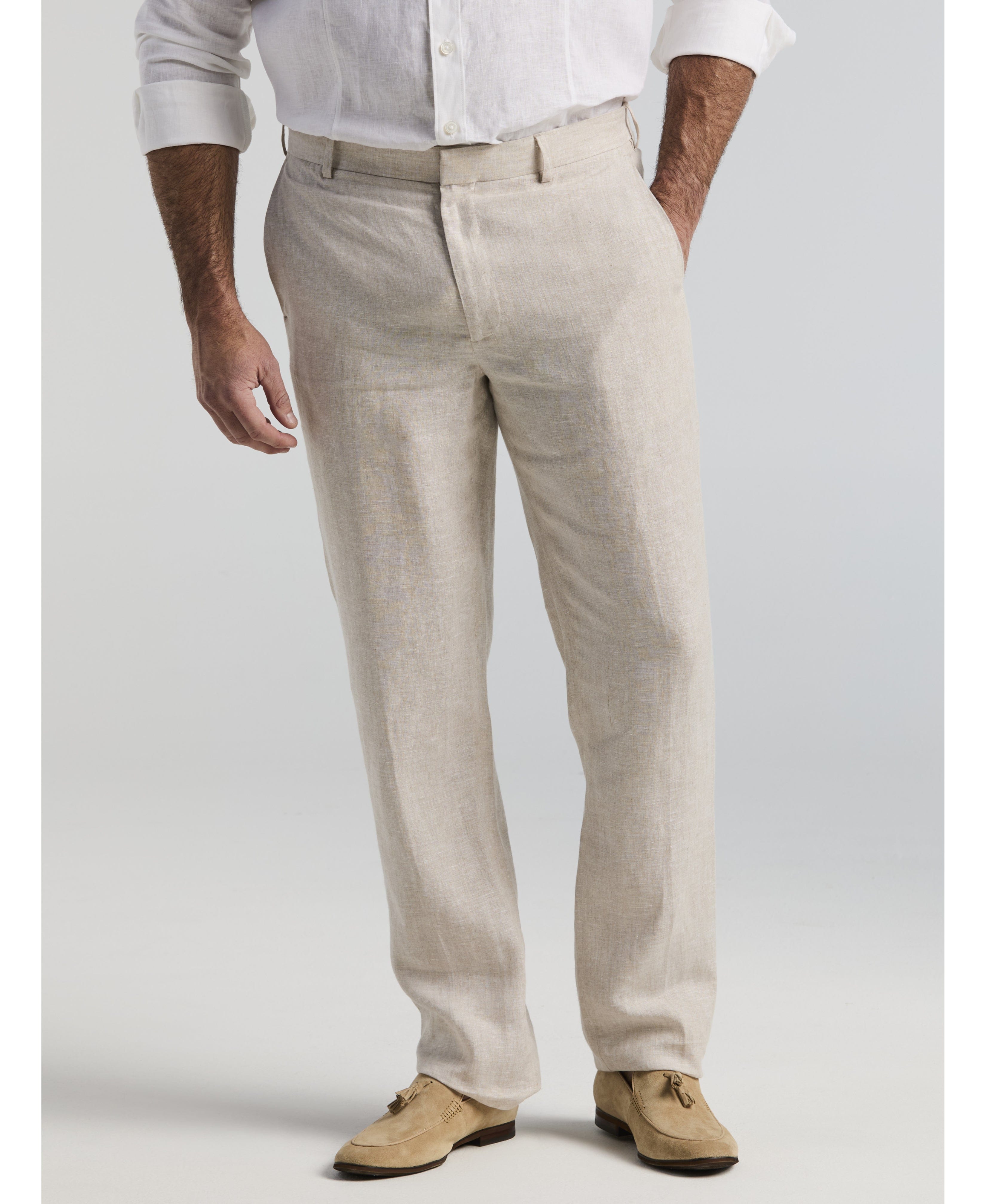 Big & Tall Delave Linen Flat Front Pant