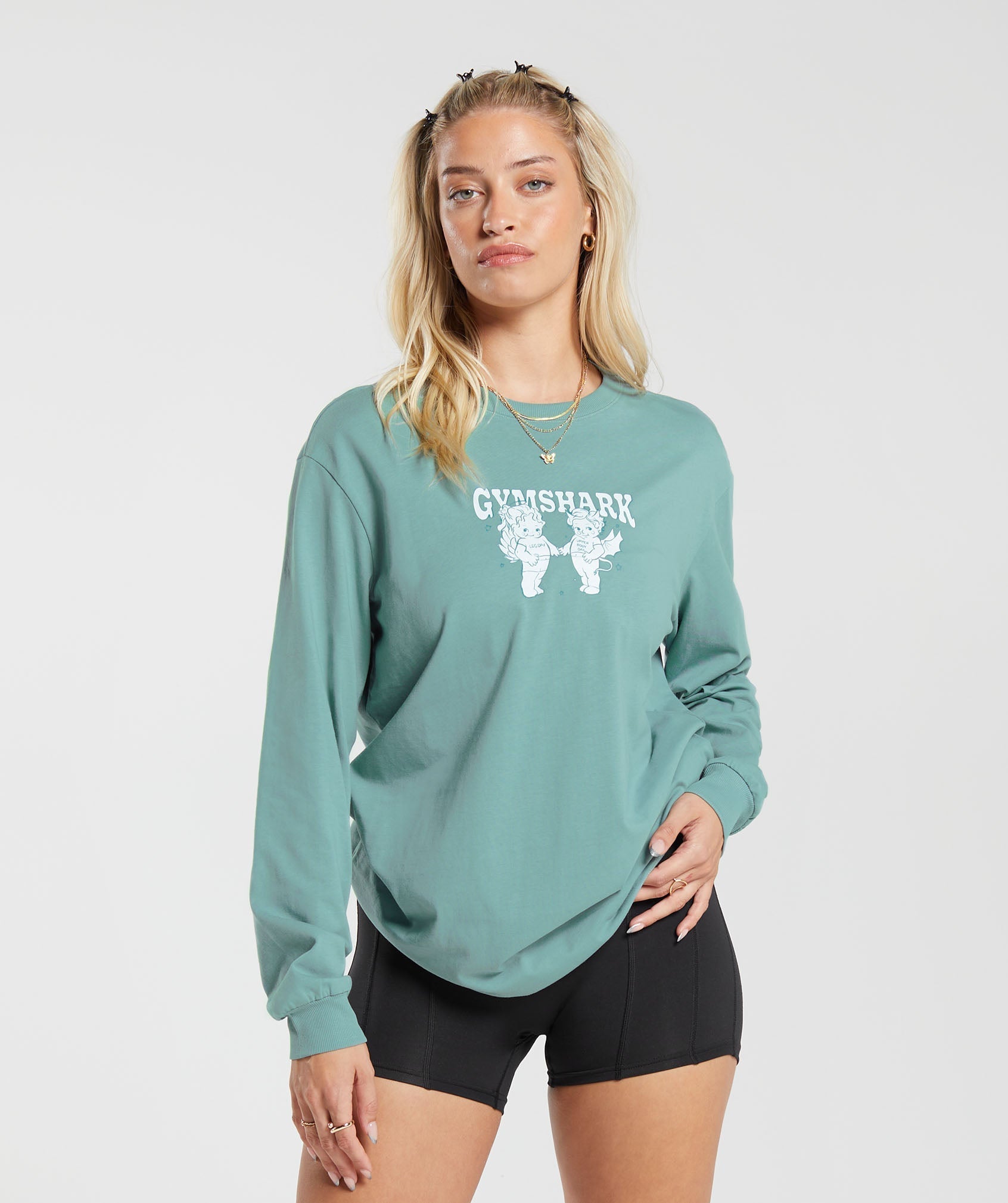 Gymshark Cherub Graphic Long Sleeve Top - Blue