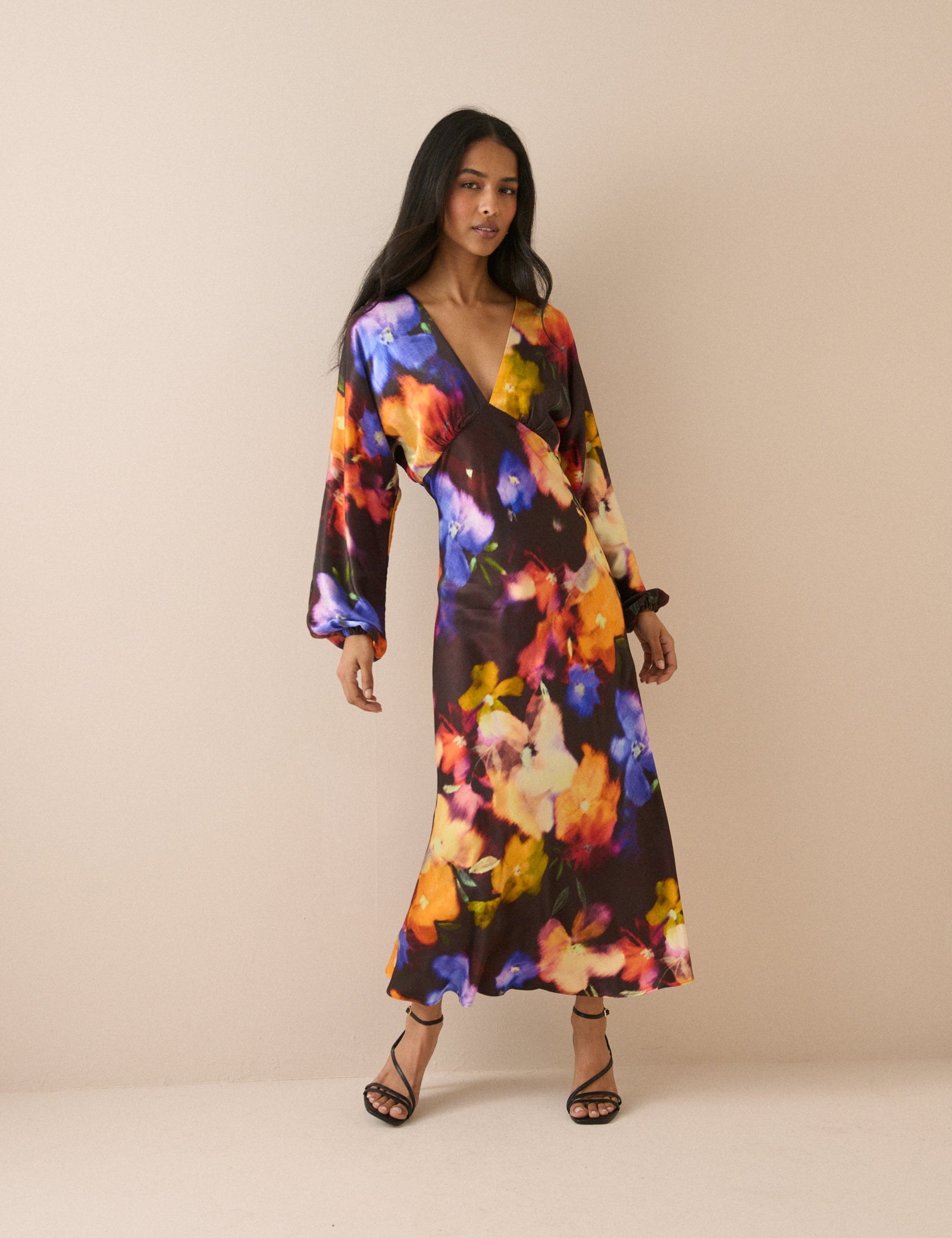 Floral Satin Allura Midi Dress