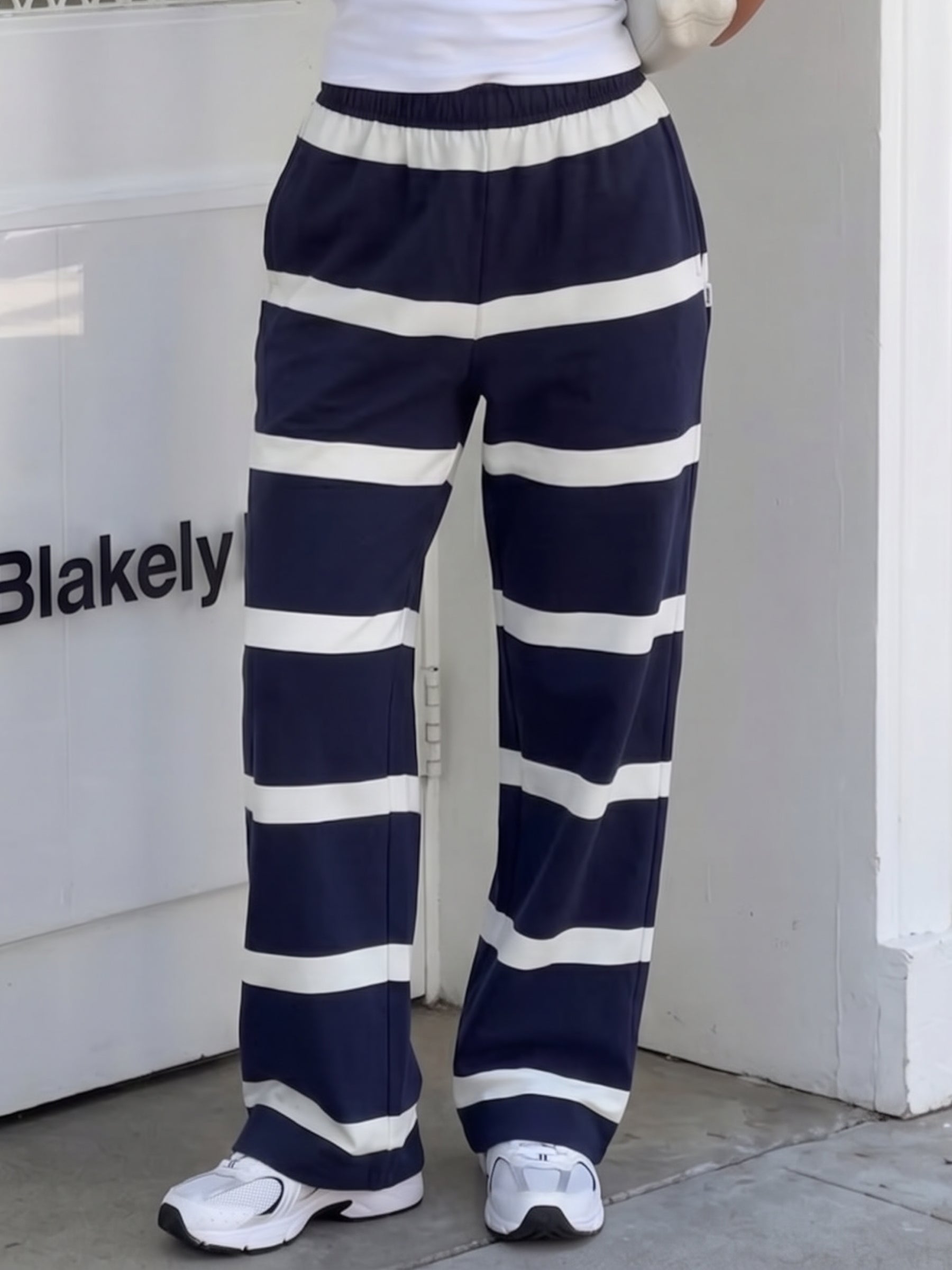 Tilly Striped Trousers - True Navy