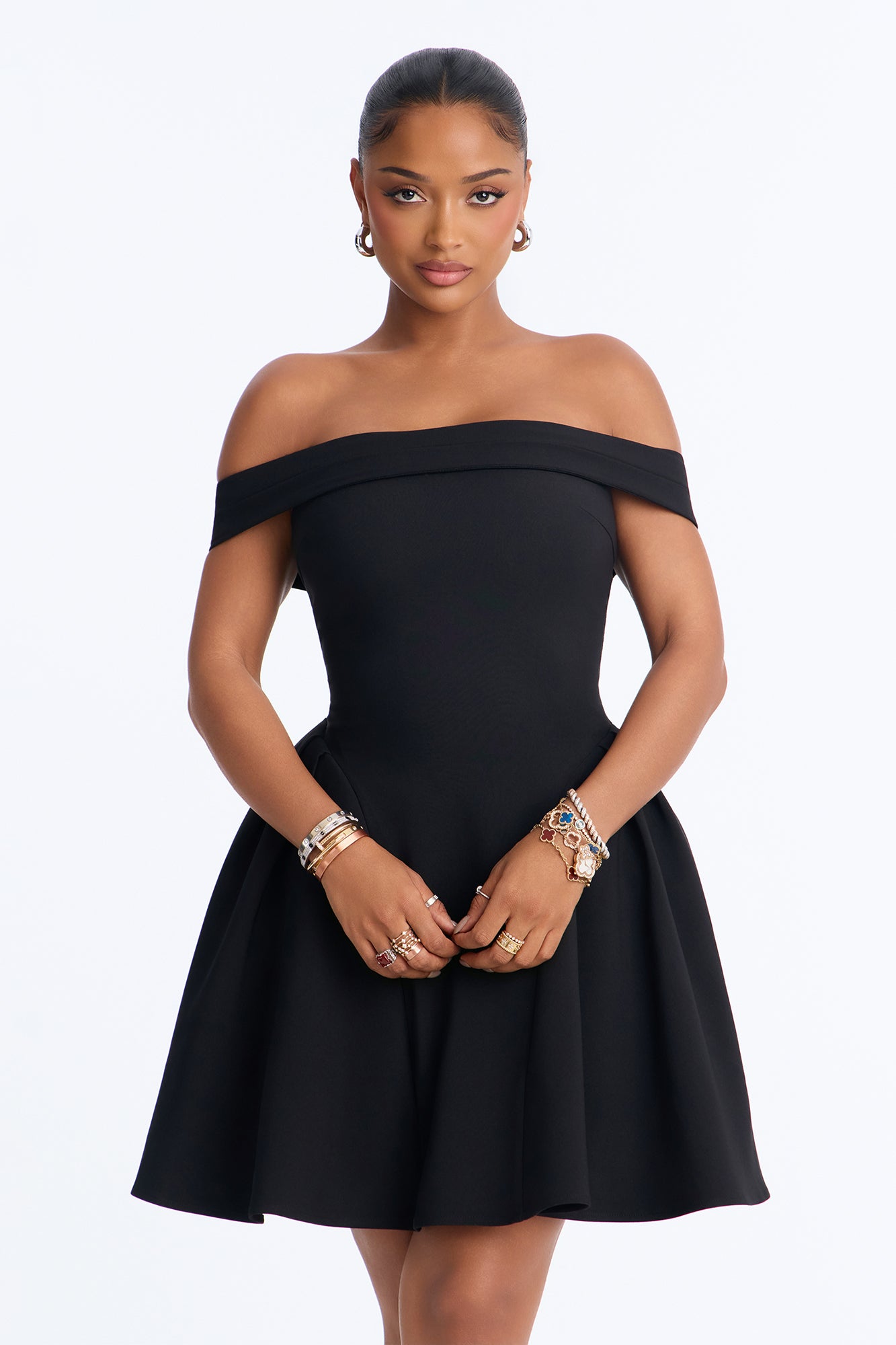 Yara Off Shoulder Mini Dress - Black