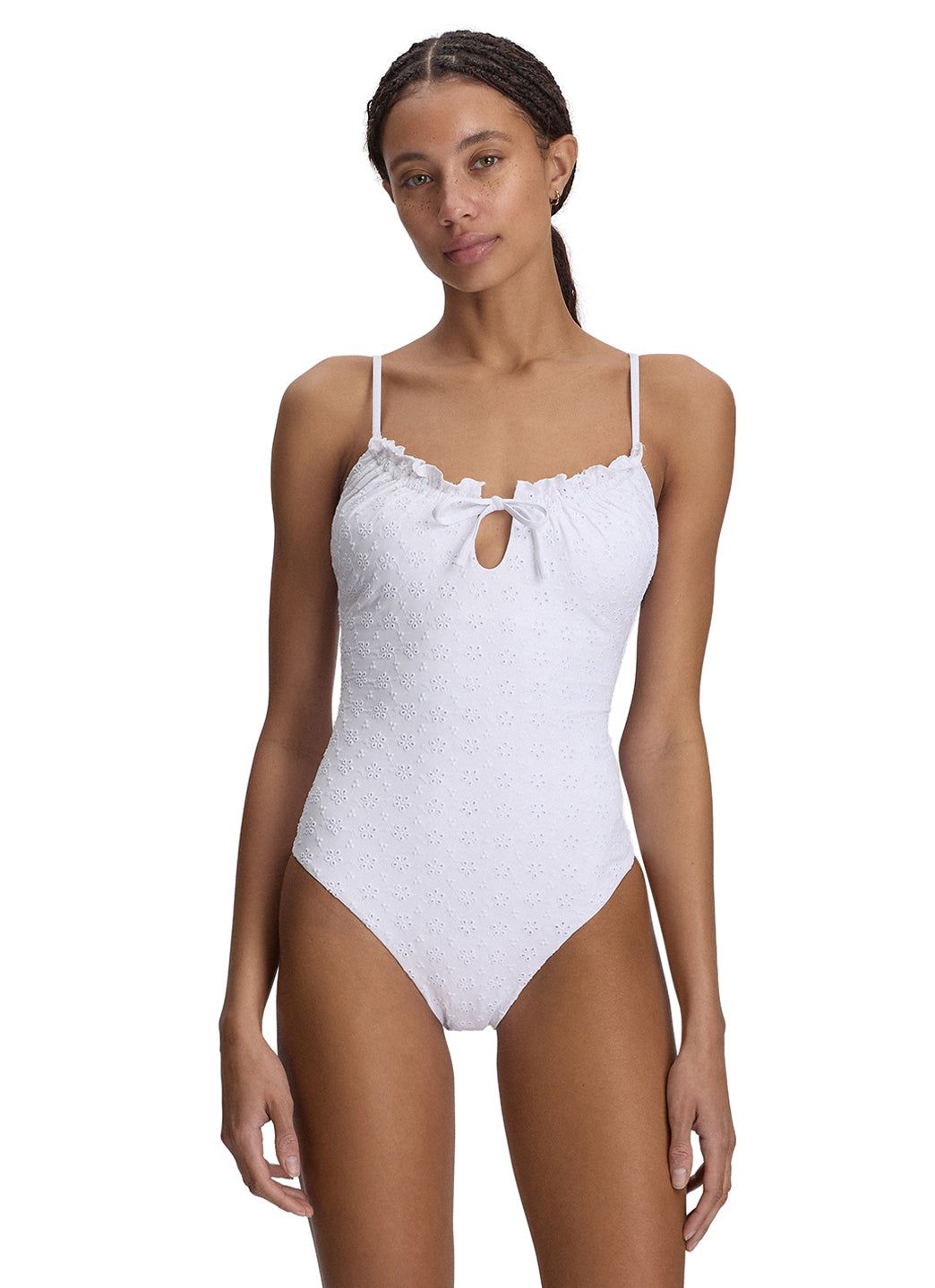 Polo Ralph Lauren Women's Eyelet Keyhole One Piece Swimsuit
