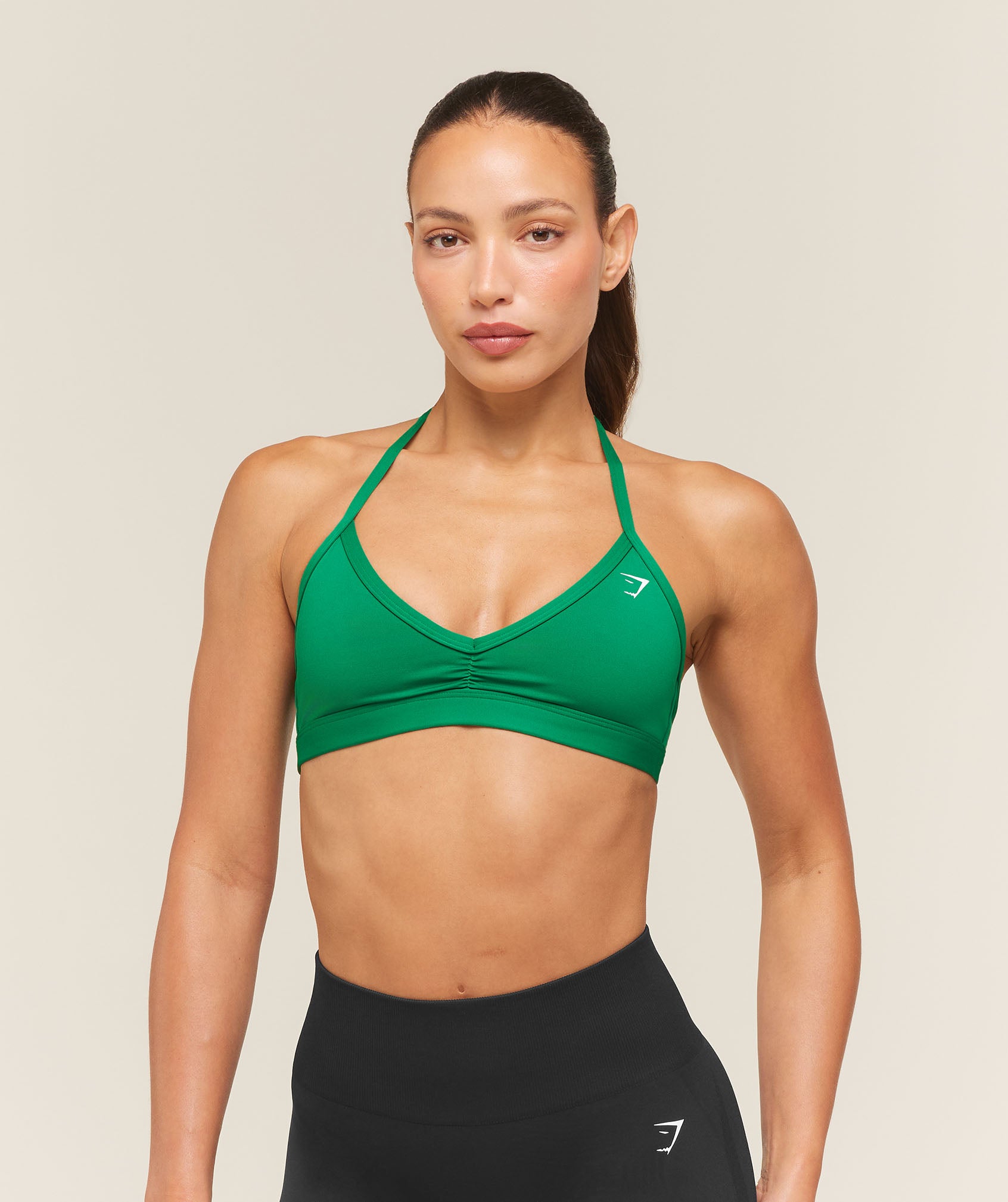 Gymshark Light Support Minimal Halterneck Bra - Track Green