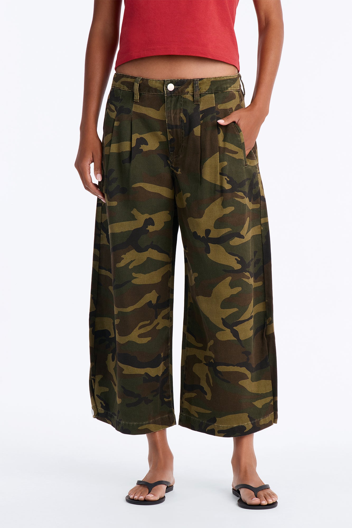 Gone Rogue Camo Wide Leg Cropped Pant - Camouflage