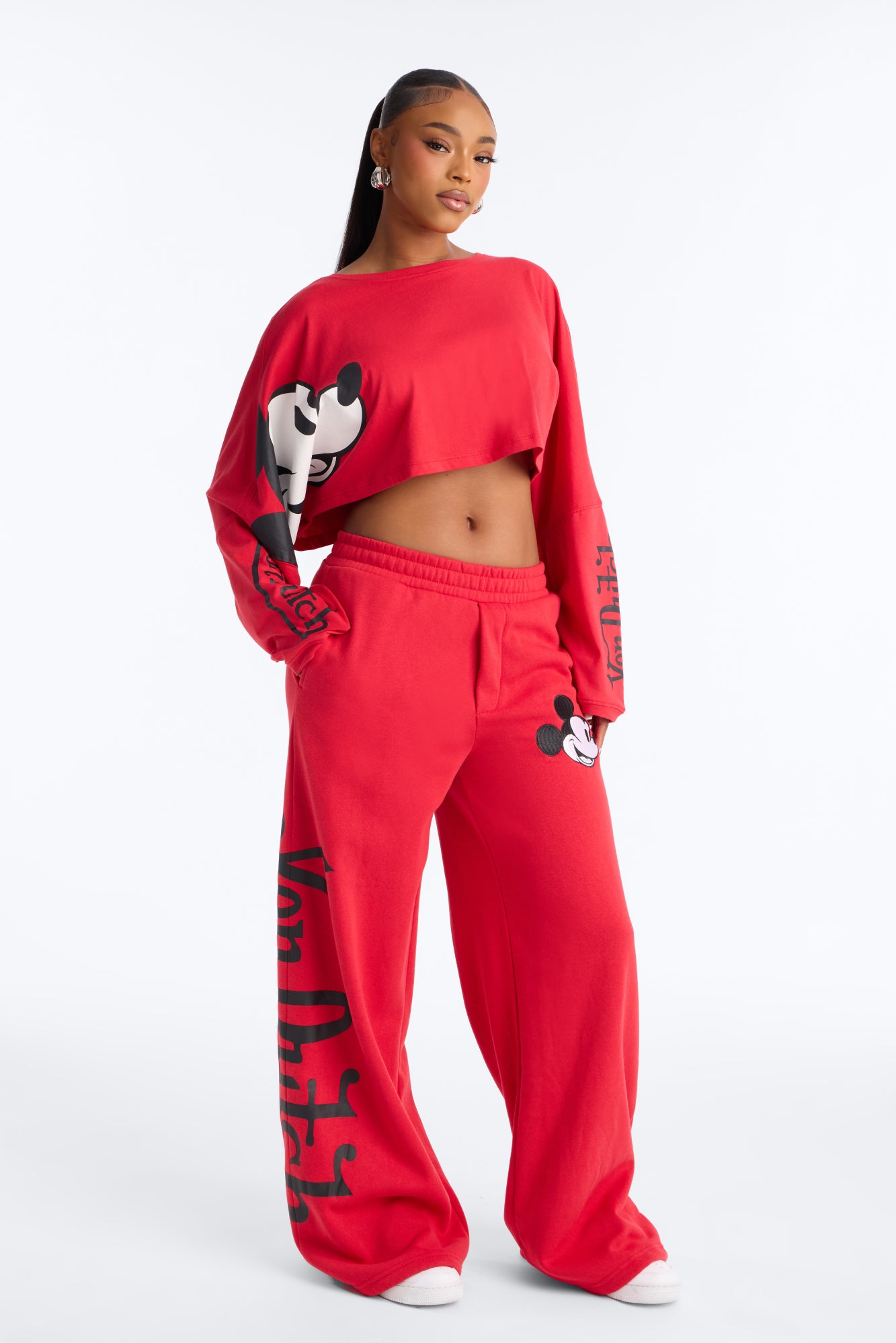 Von Dutch X Disney Mickey Moment Wide Leg Pant - Red