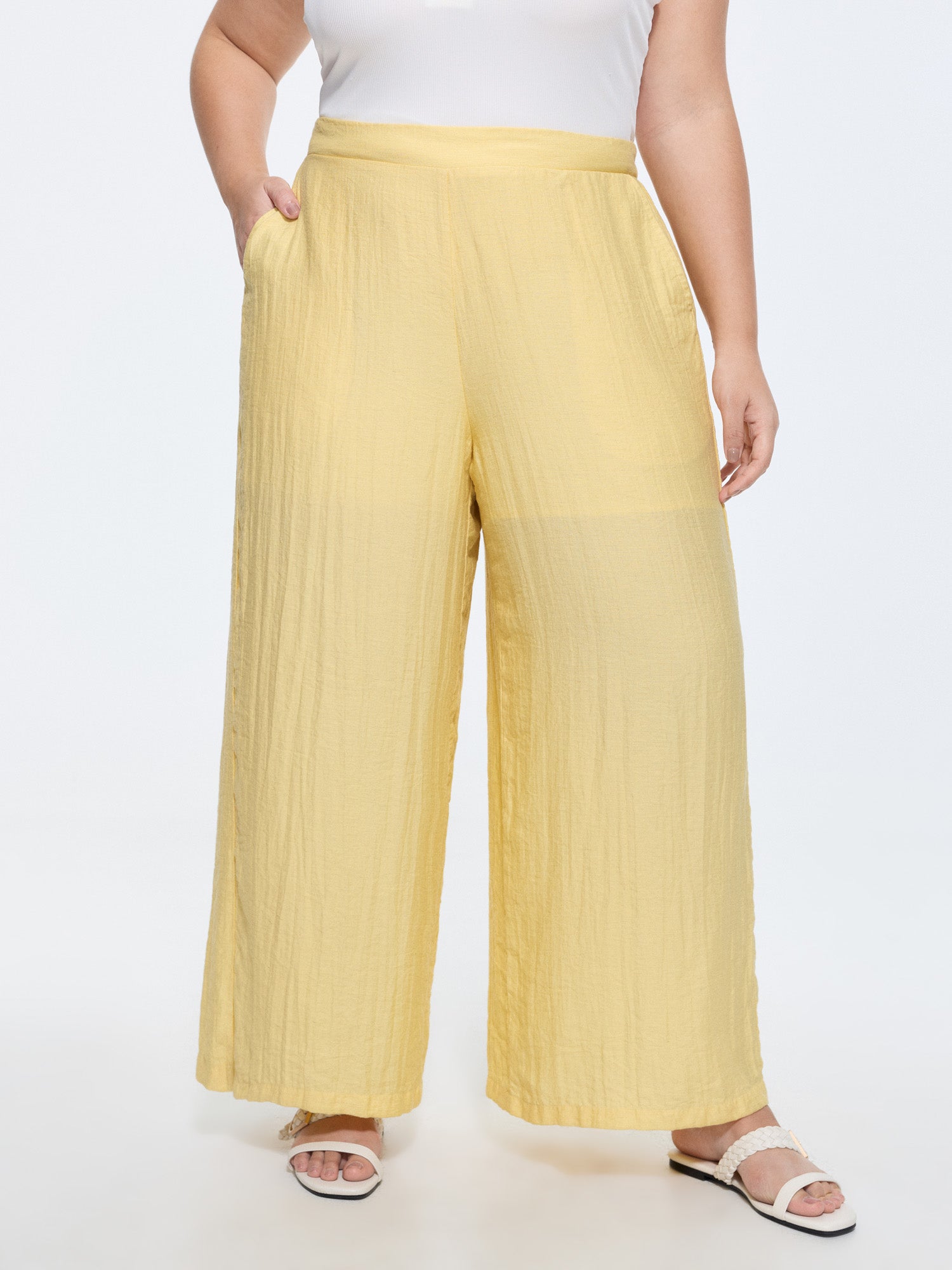 Linen Blend Breezy Wide-Leg Pants