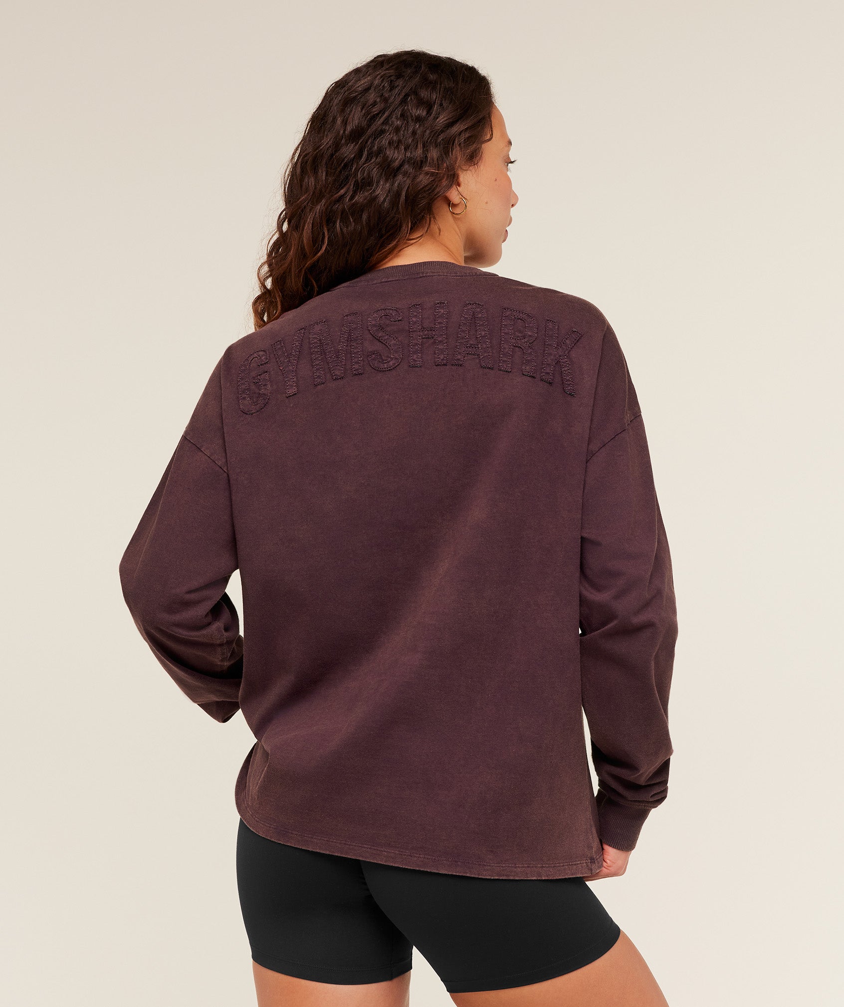 Gymshark Power Washed Long Sleeve Top - Cherry Purple/Wash
