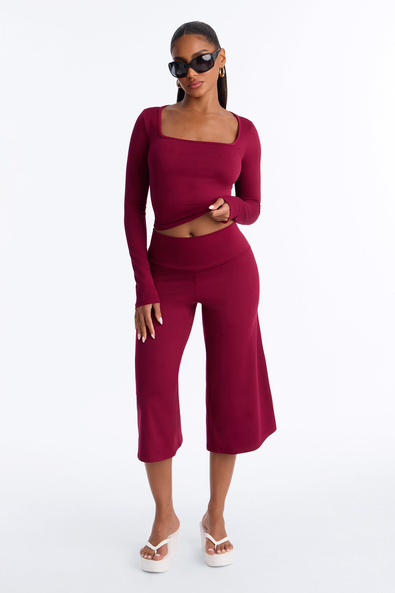 Enya Gaucho Pant Set - Wine