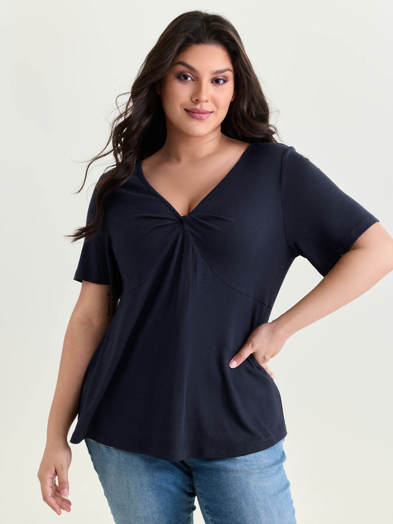 Supersoft Ruched V-Neck T-Shirt