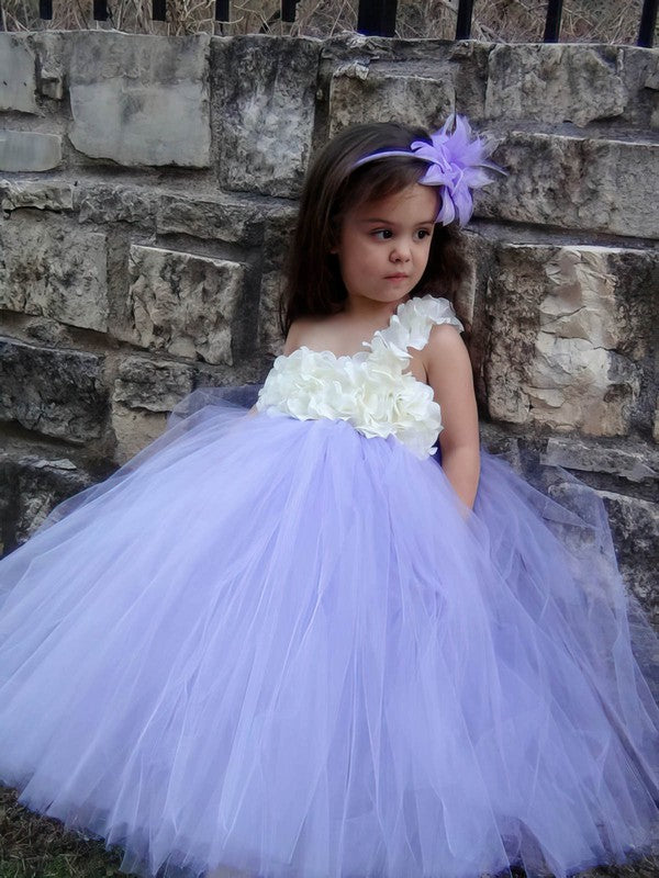 Stunning One Shoulder Sleeveless Empire Tulle Flower Girl Dresses