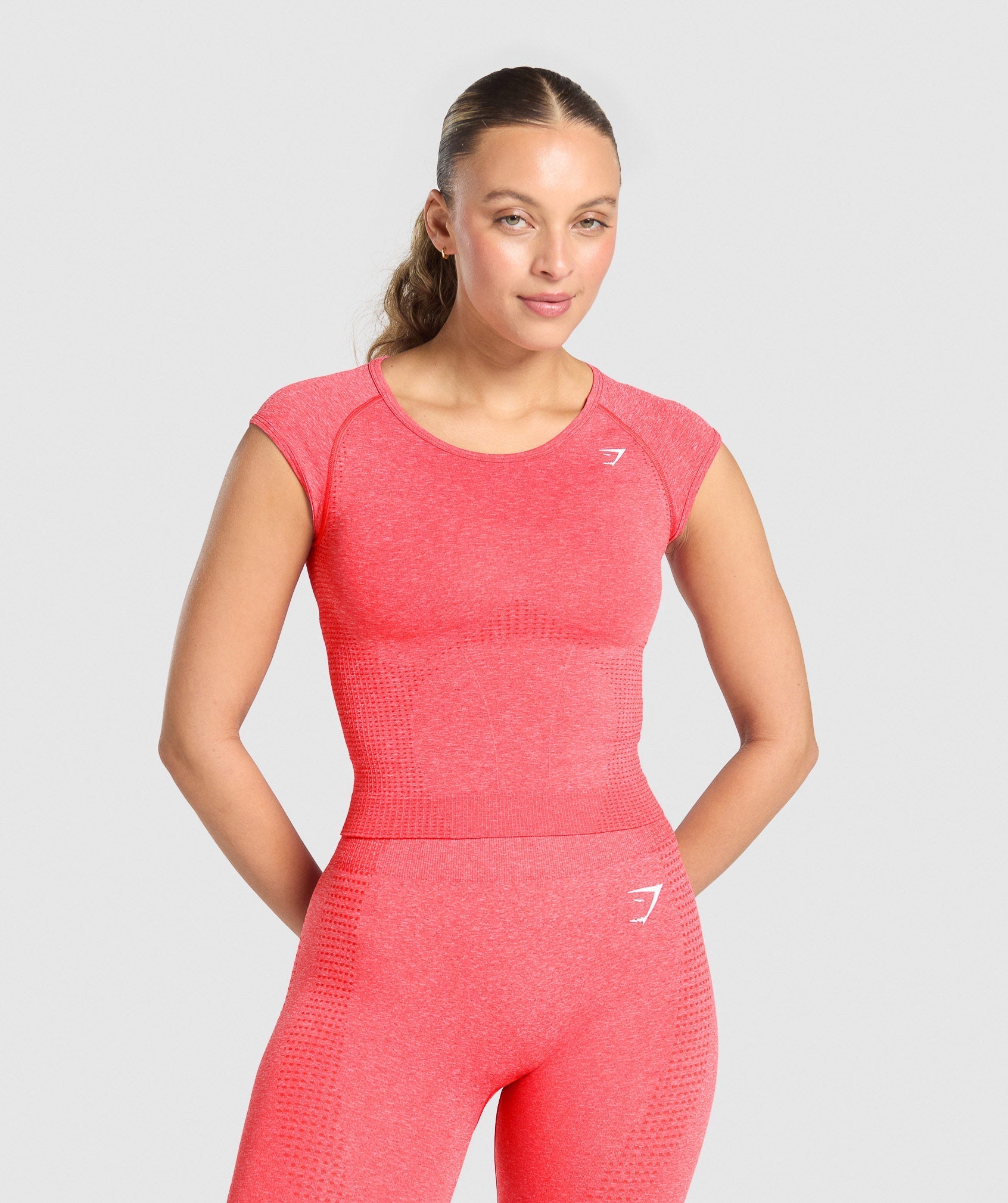 Gymshark Vital Scoop Neck Top - Coral Red/Marl