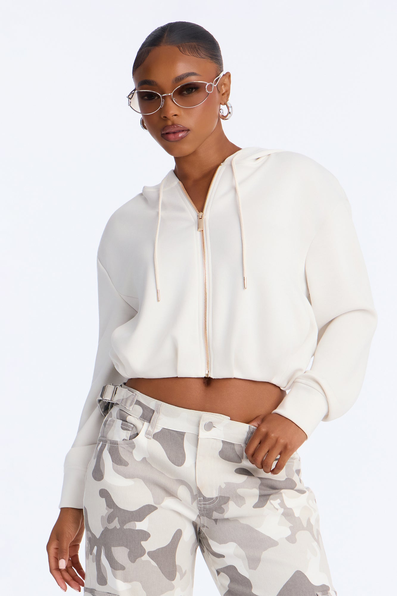 Bella Scuba Hooded Lounge Sweatshirt - Cream
