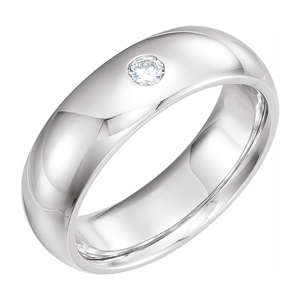 6mm 14k White Gold 1/10 CT Diamond Half Round Comfort Fit Band