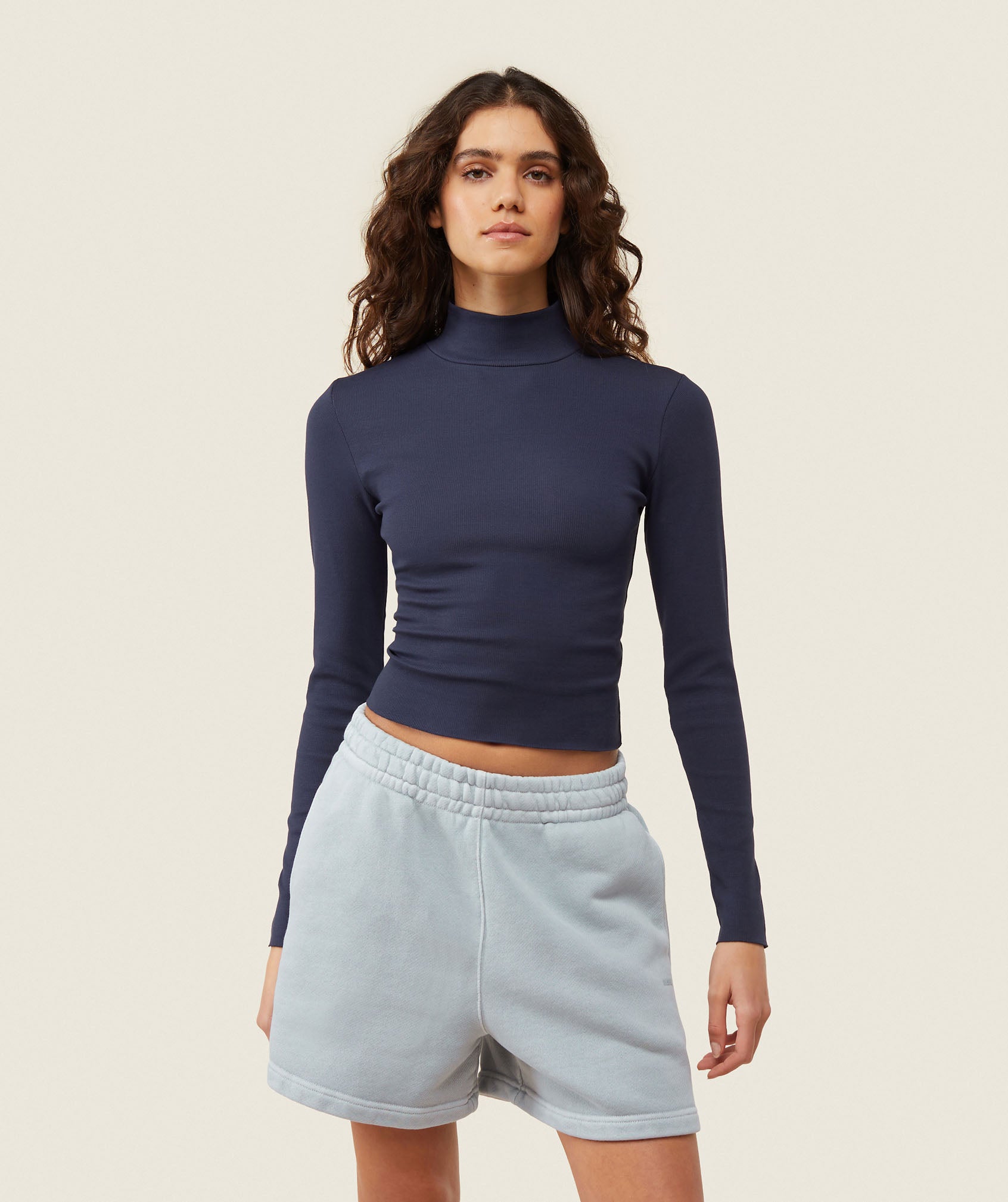 Gymshark Comfort LS Ribbed Turtle Neck - Heavy Blue