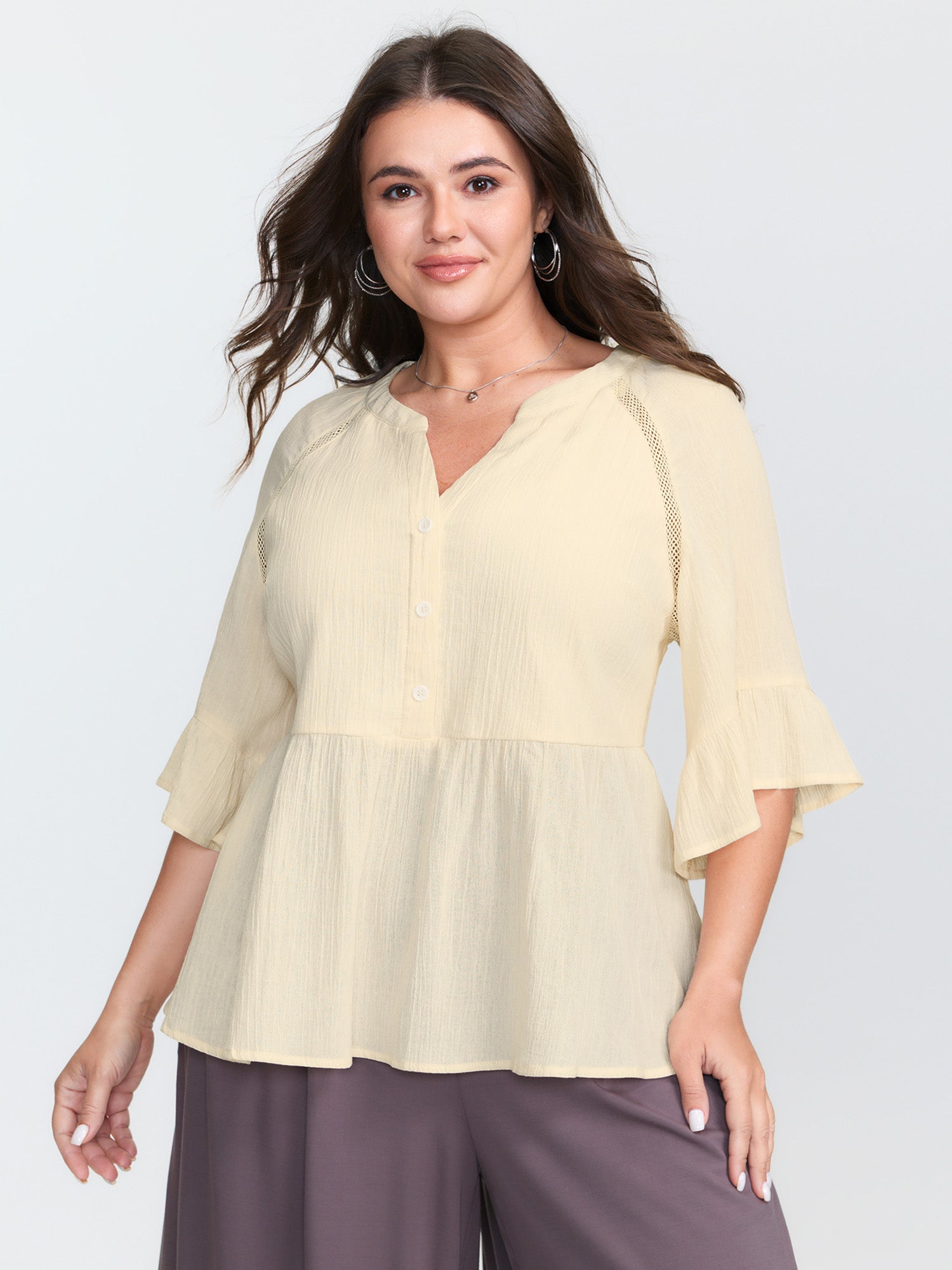 Pure Cotton Ruffled Lace Blouse