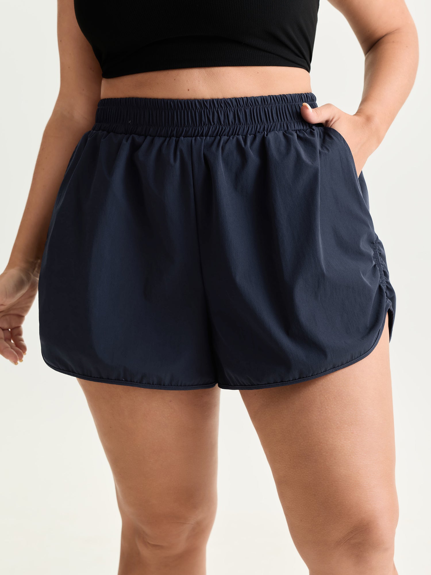 Breathable Wide Waistband Ruched Shorts