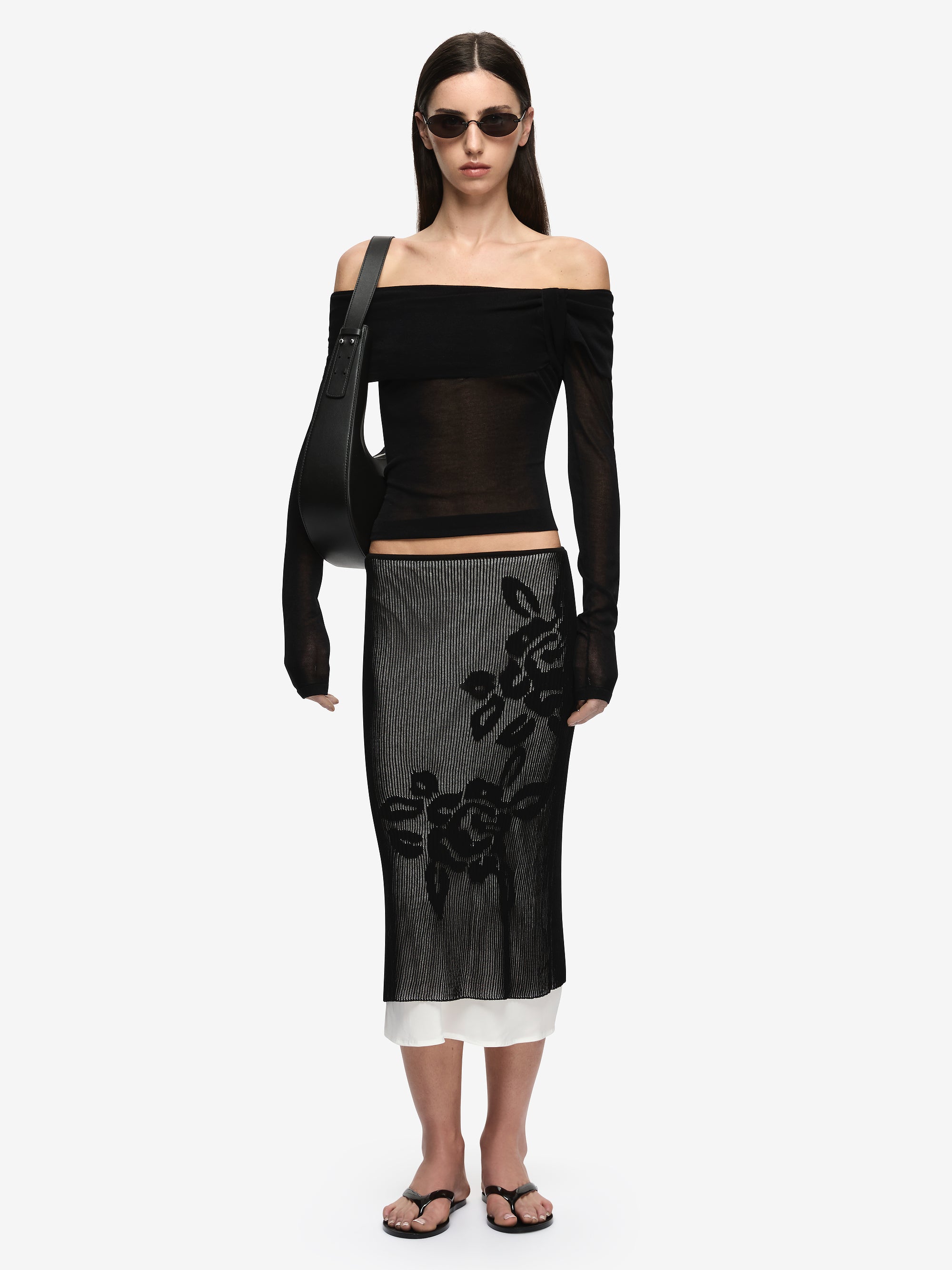 KORALI MIDI SKIRT - BLACK/IVORY