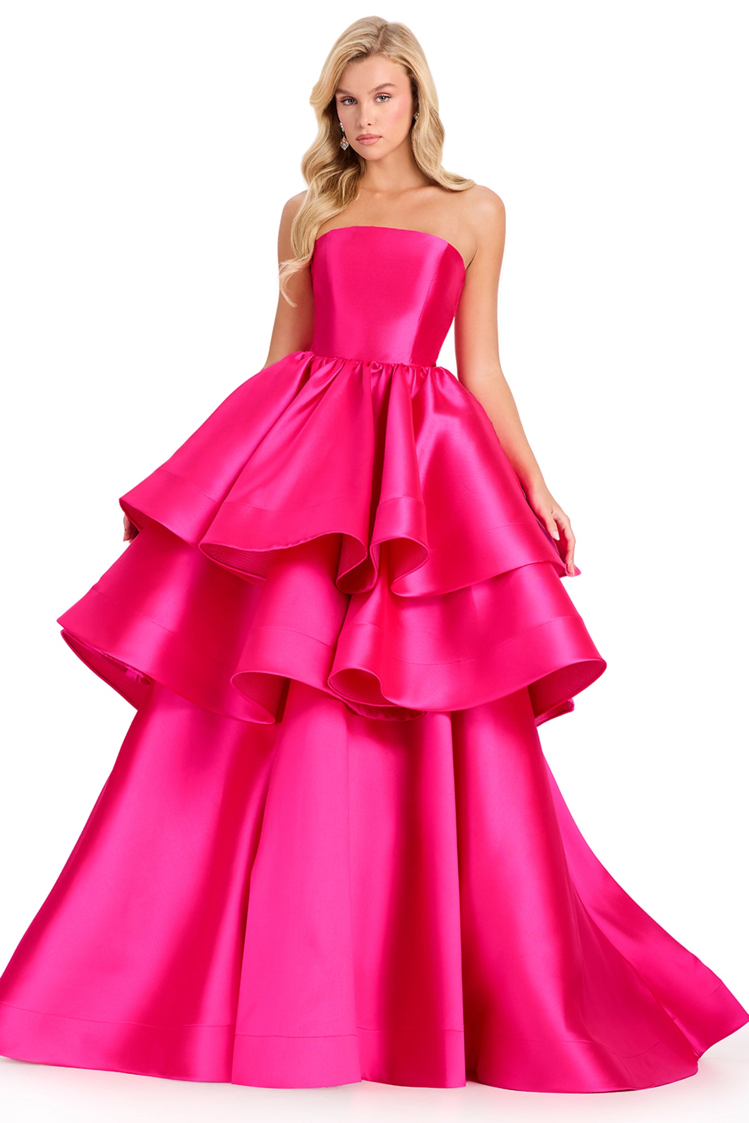 Ashley Lauren 12400 - Tiered Ruffle Strapless Prom Gown