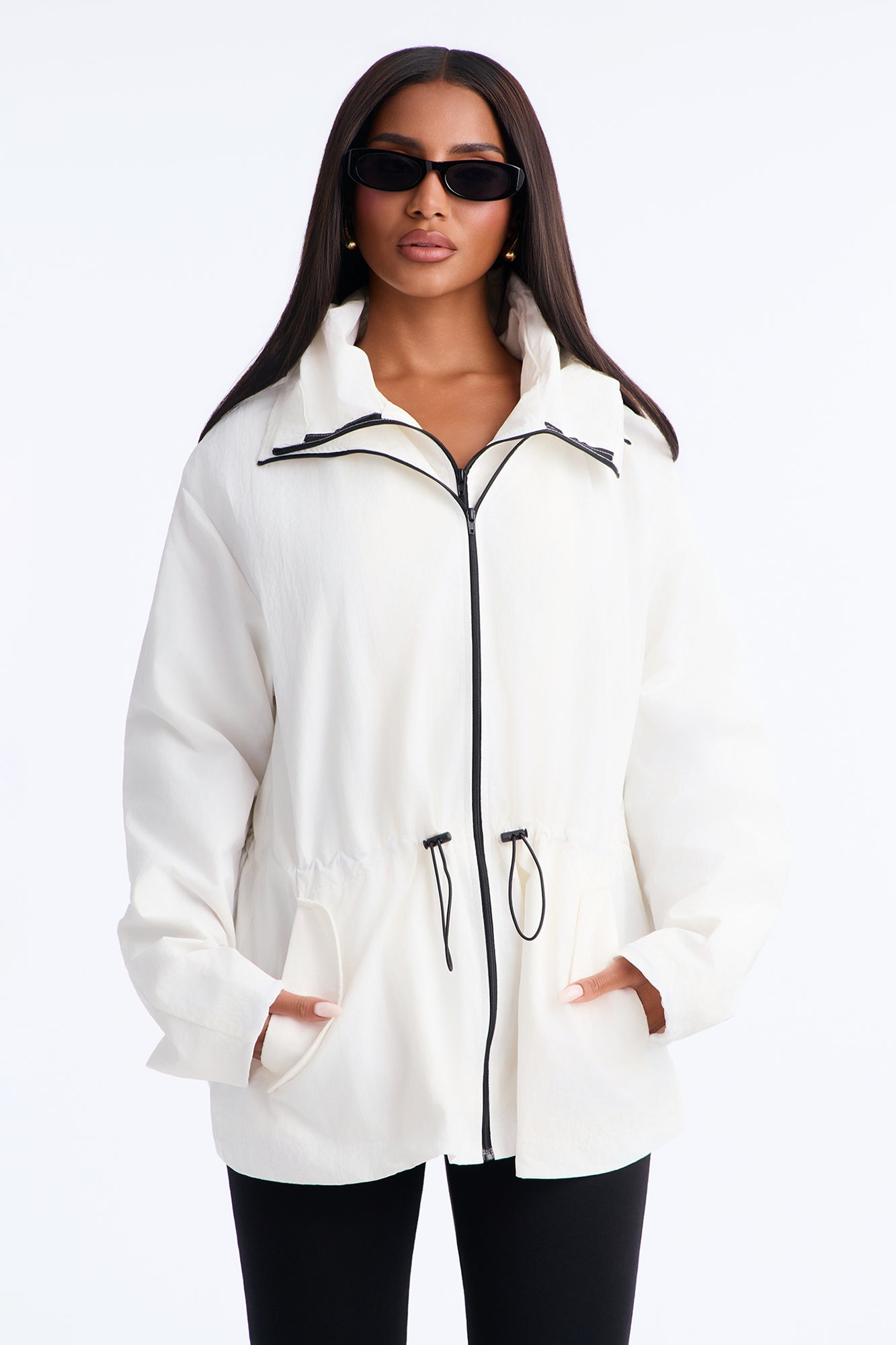 Gisele Hooded Anorak Windbreaker Jacket - White