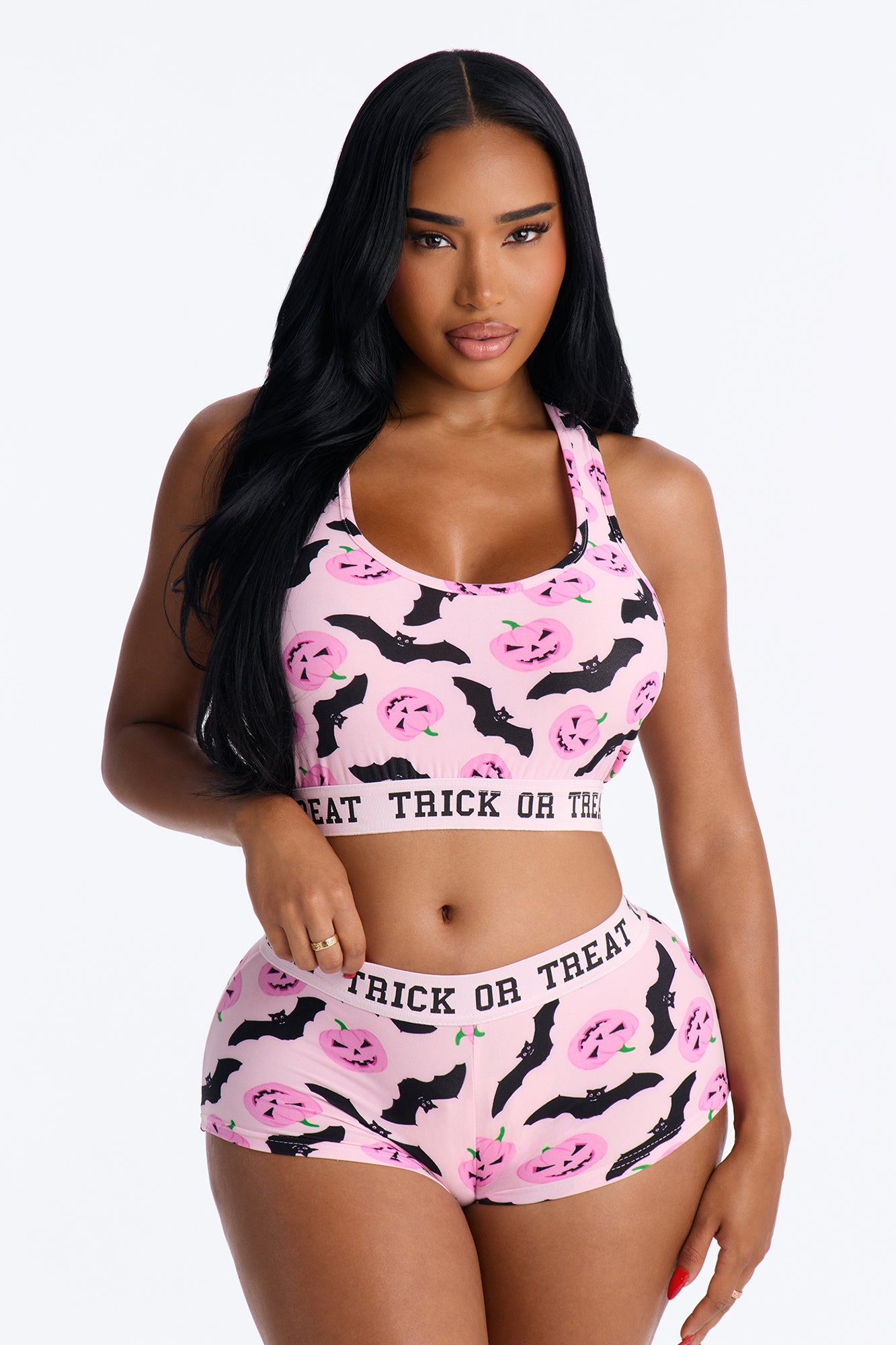 Trick My Treat 2 Piece Bra And Short Set - Pink/combo