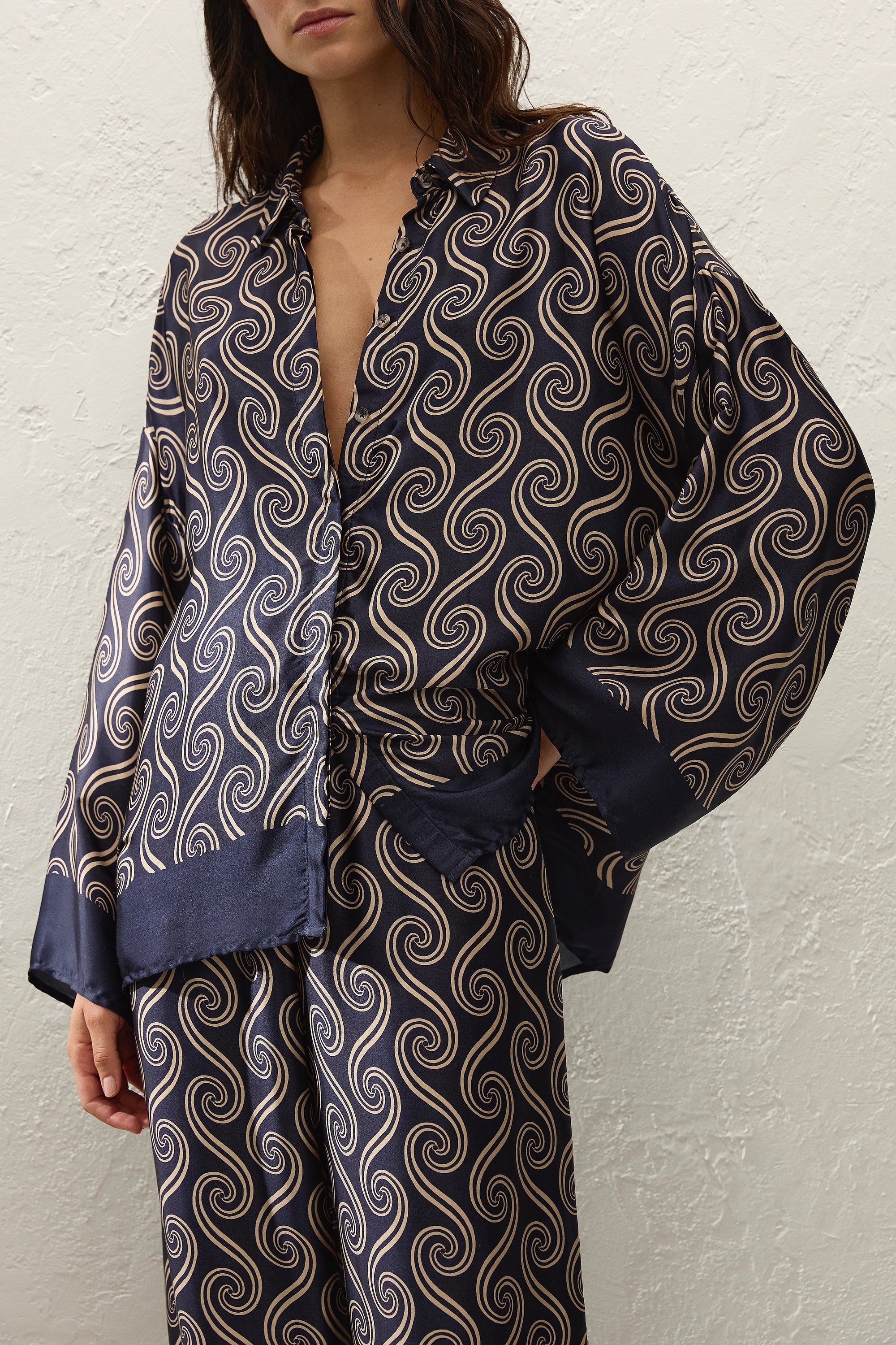 Cora Shirt Juanita Swirl Indigo - Final Sale