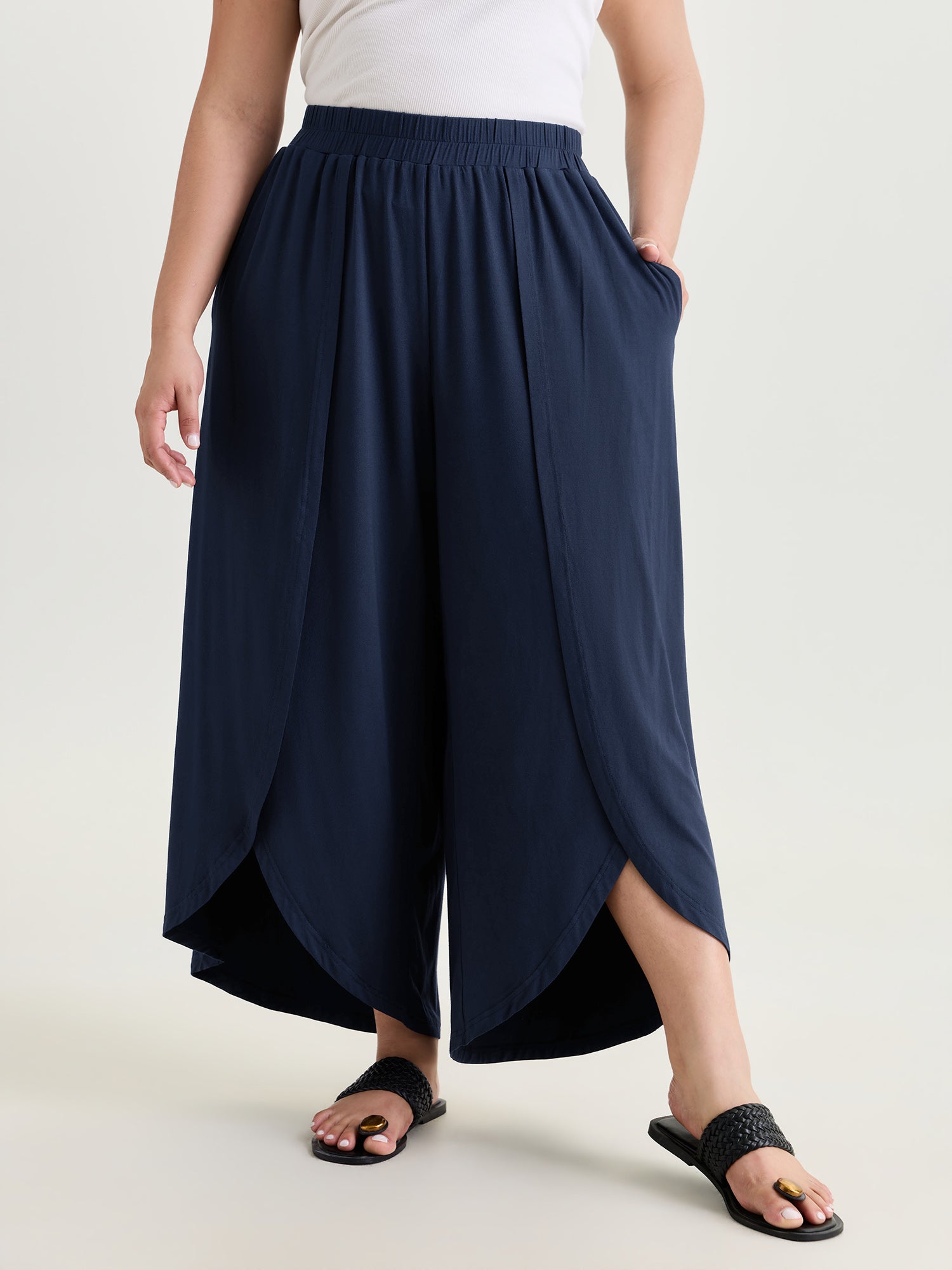 Supersoft Petal Hem Wide-Leg Pants