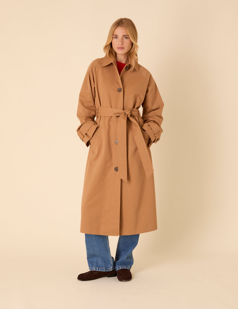 Camel Detachable Cape Trench Coat