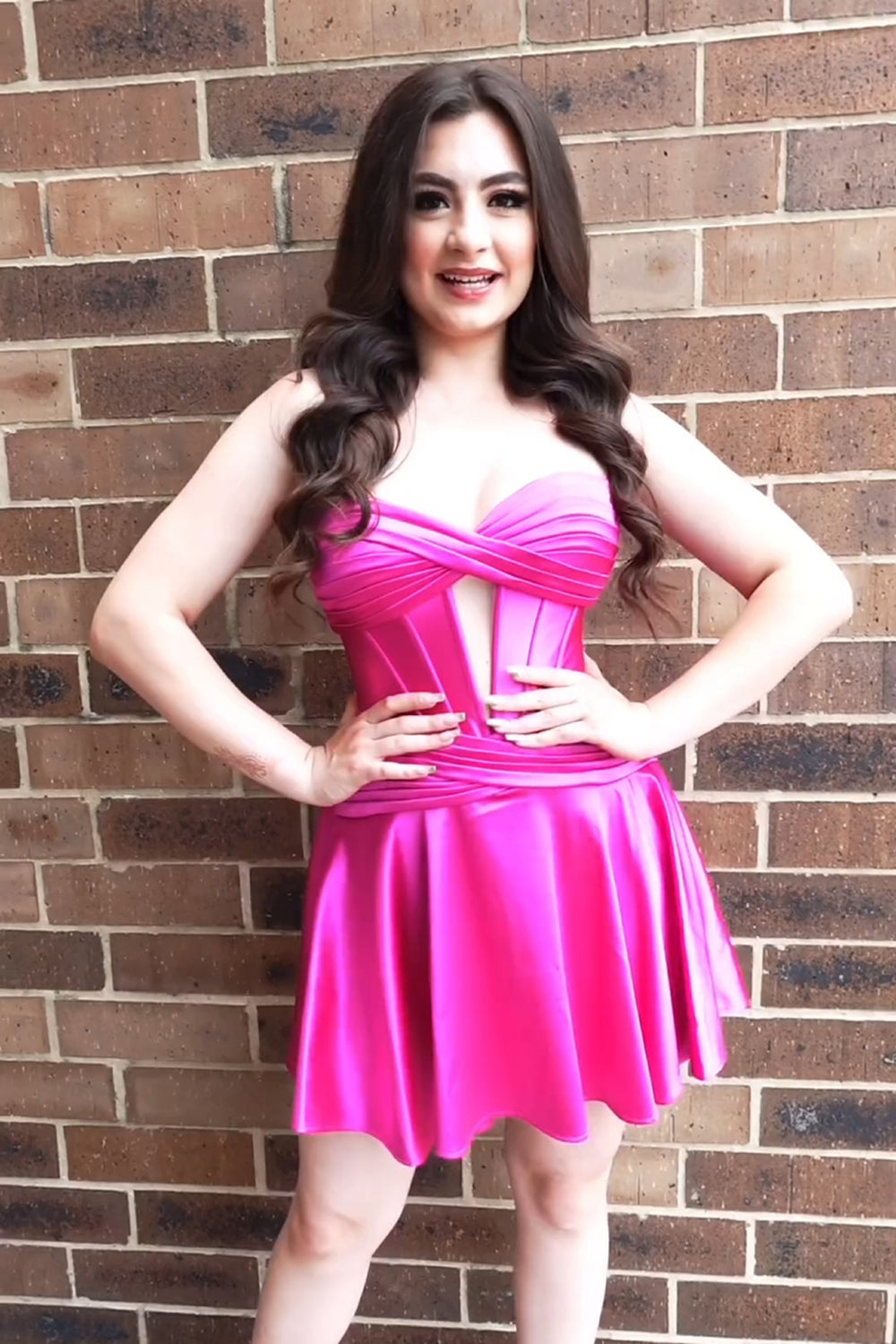 Fuchsia Sweetheart Corset A Line Short Homecoming Dress/Mini Dress
