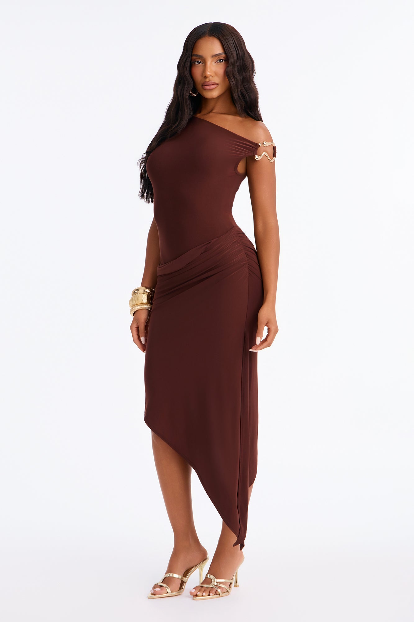 Pretty Privilege Cut Out Midi Dress - Brown