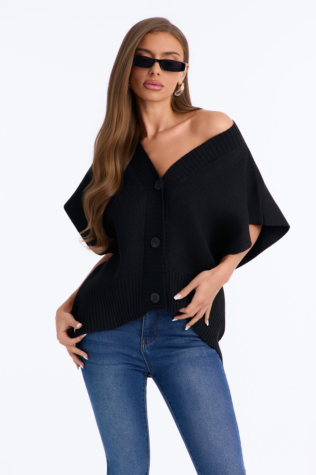 Milia Short Sleeve Cardigan - Black