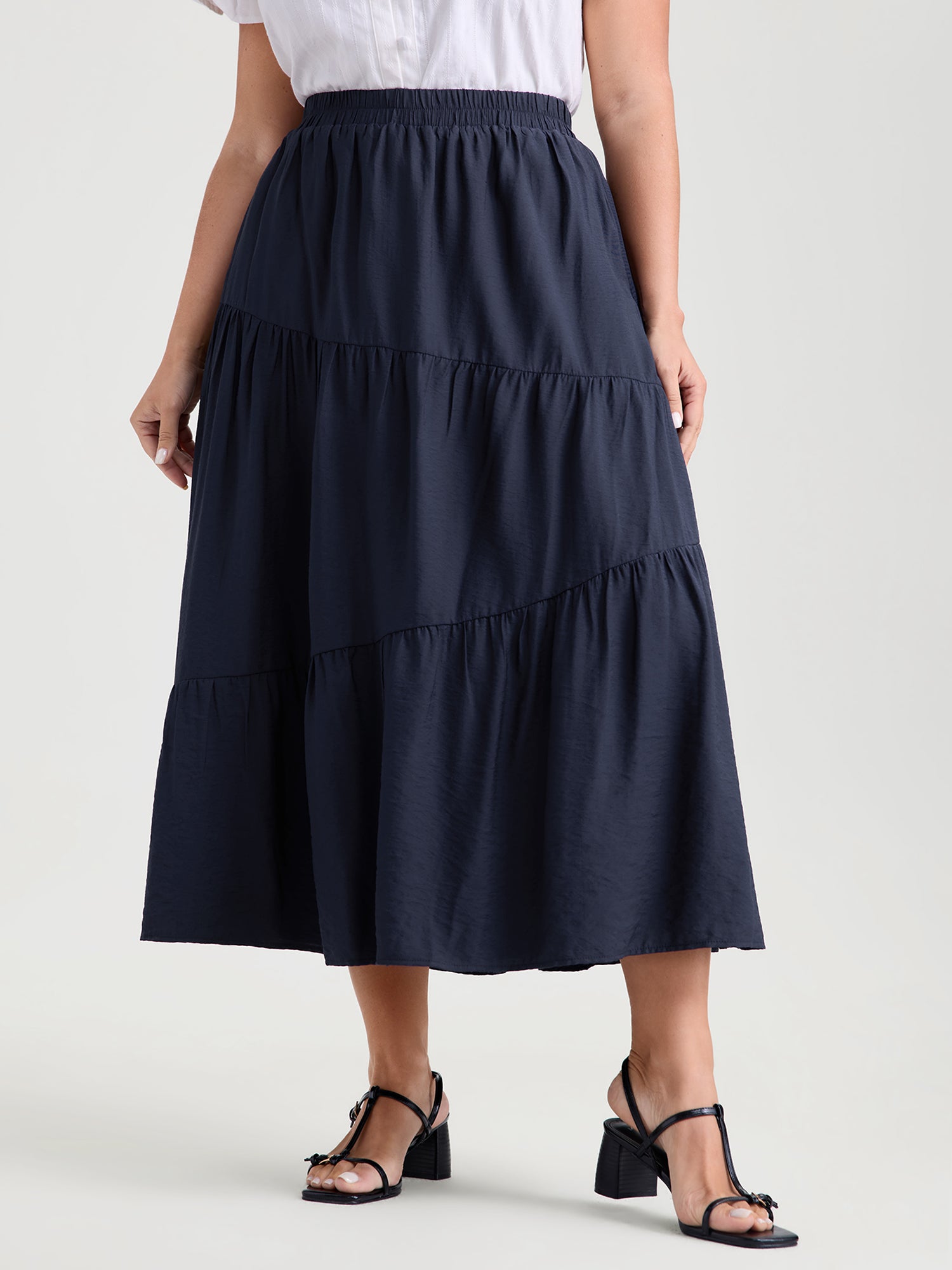 Asymmetrical Tiered Slim-Fit Maxi Dress