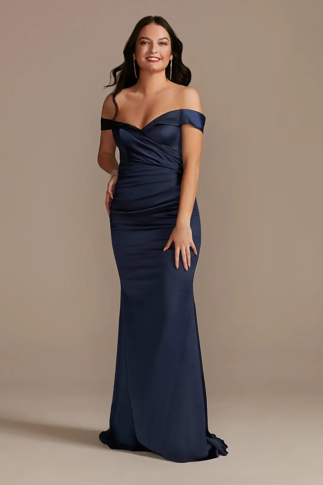 Tall Satin Off-Shoulder Mermaid Dress
