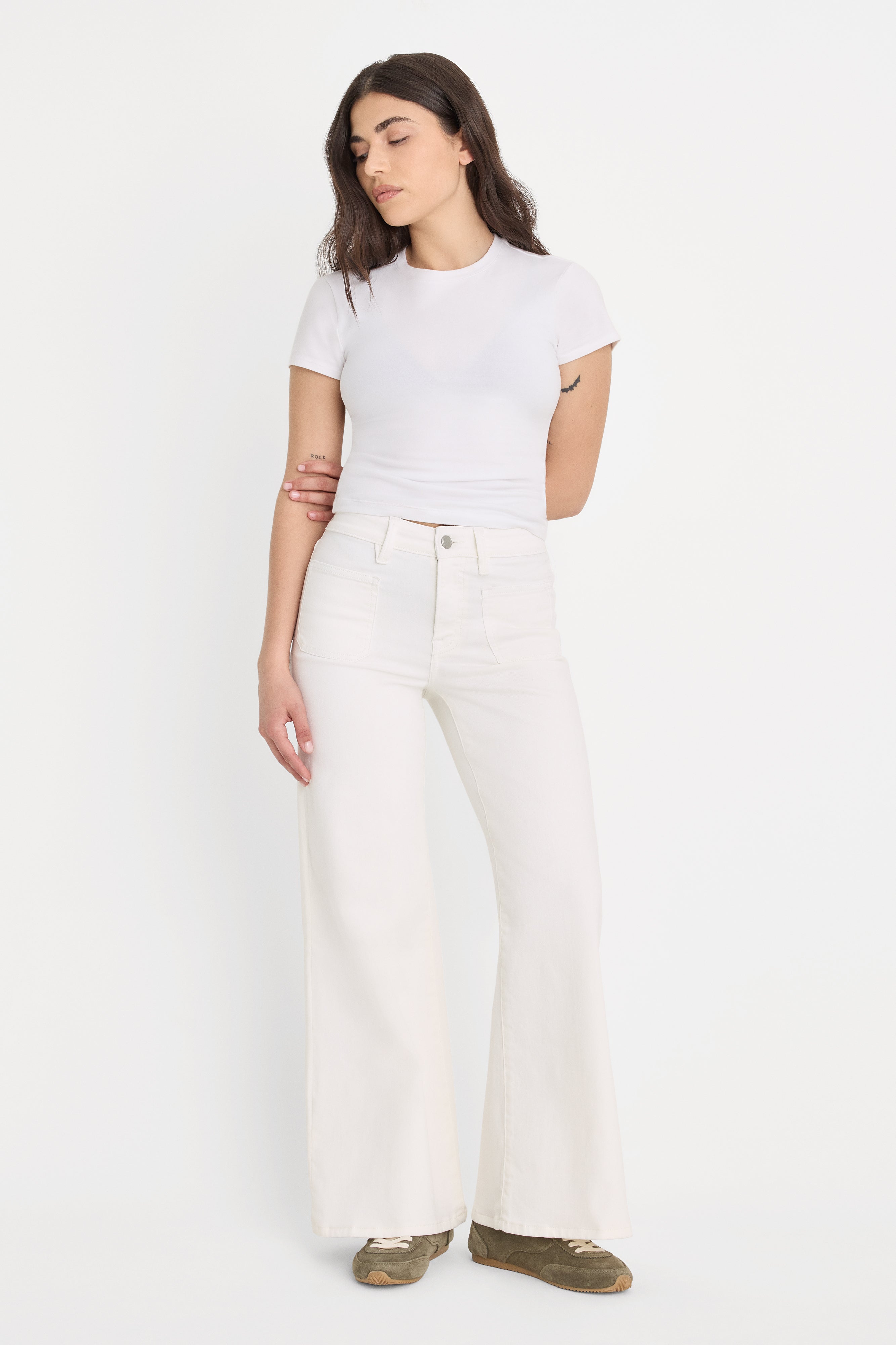 GOOD PETITE PALAZZO JEANS | WHITE001