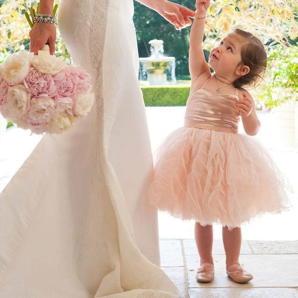 Beautiful A-Line Square Neck Sleeveless Tulle Tea-length Flower Girl Dresses