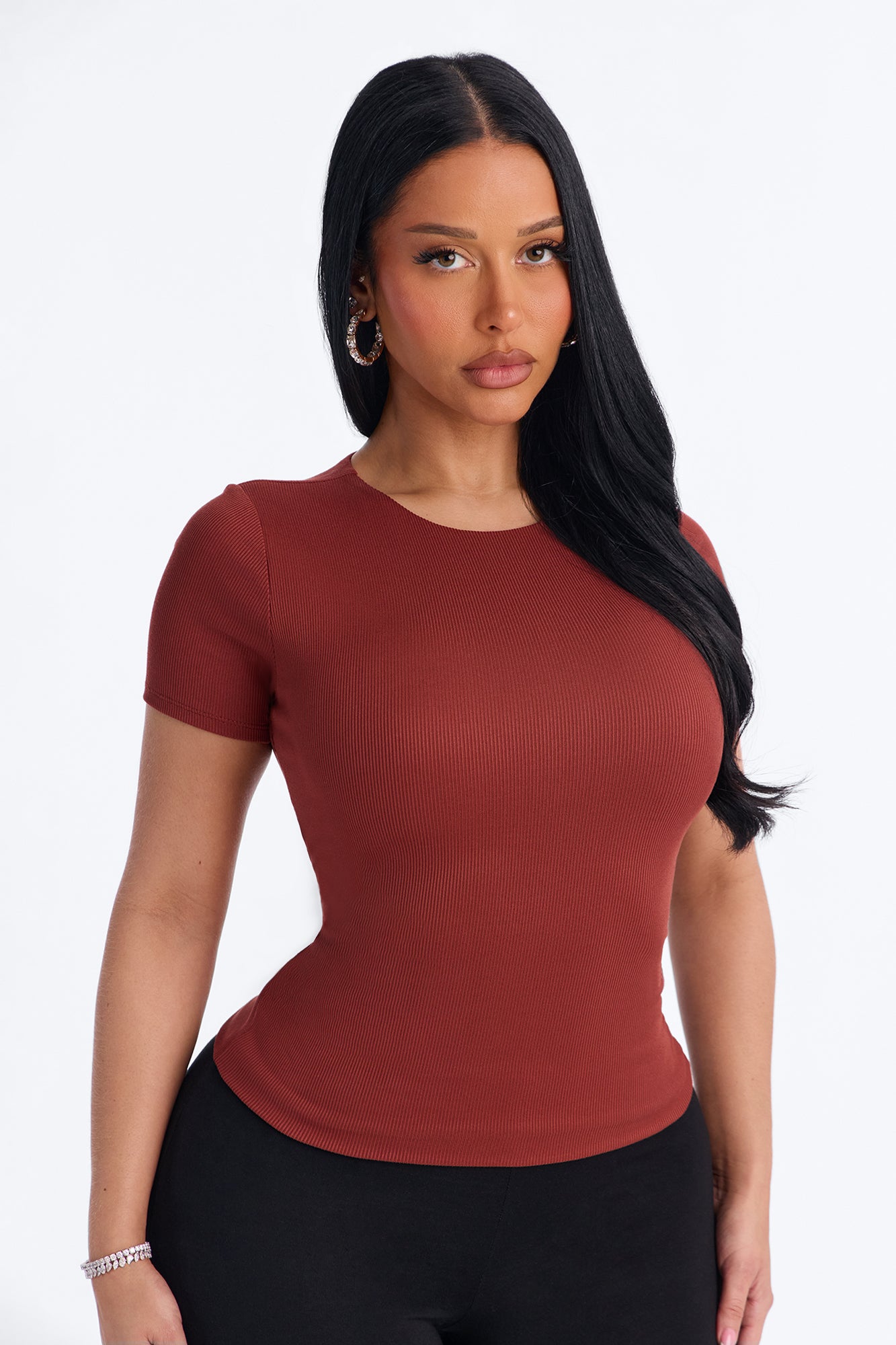 Chloe Crew Neck Short Sleeve Tee - Spice