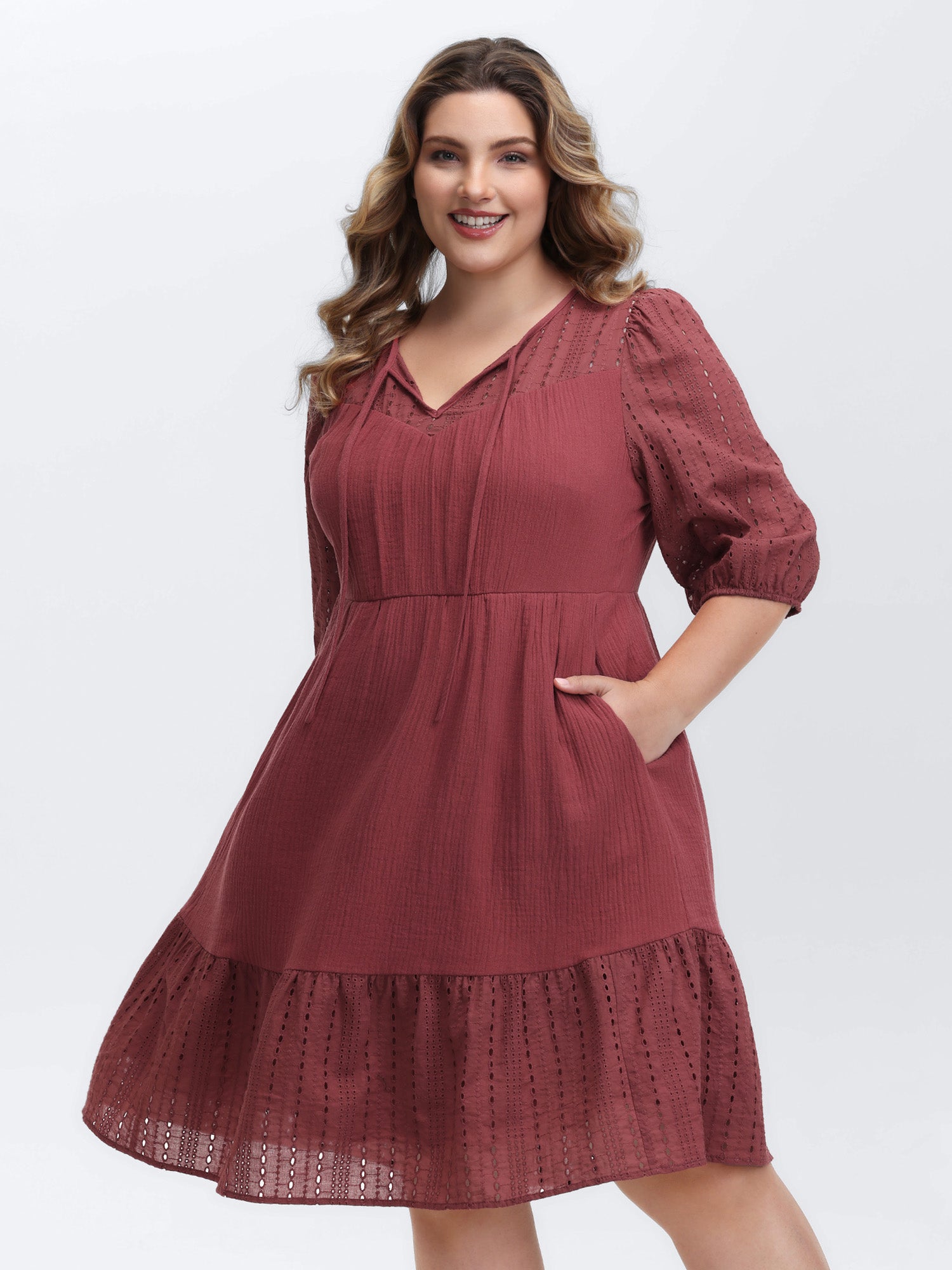 Pure Cotton Cut-Out Tiered Midi Dress