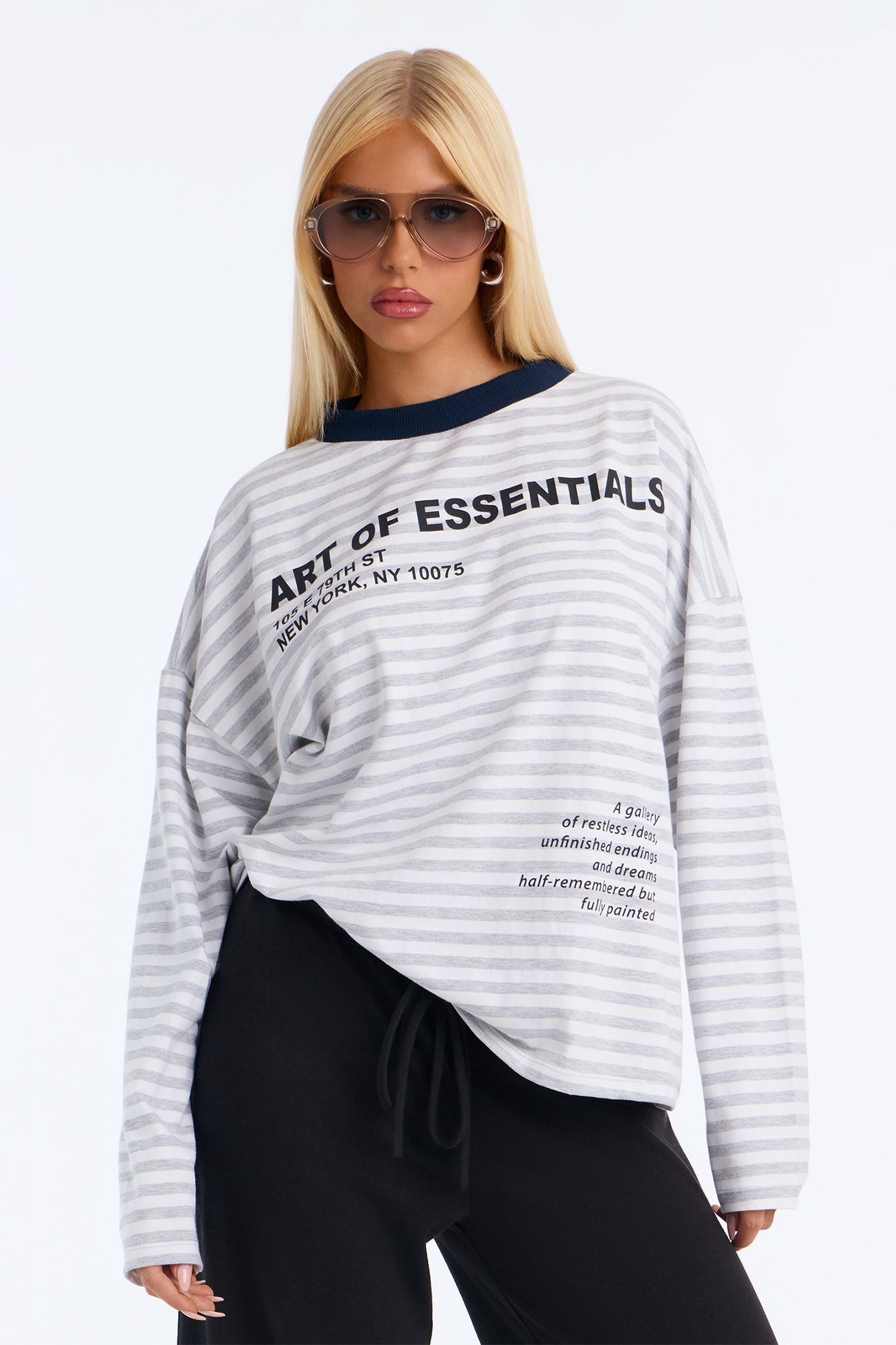 Arts District Striped Tee - Grey/combo