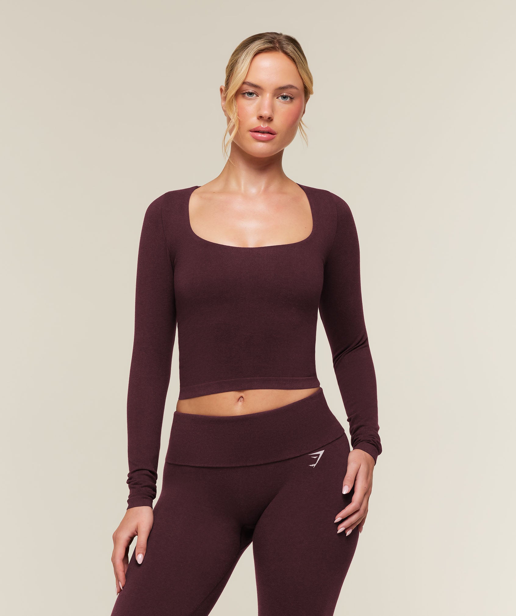 Gymshark CottonMove™ Midi Long Sleeve Top - Calm Purple Marl