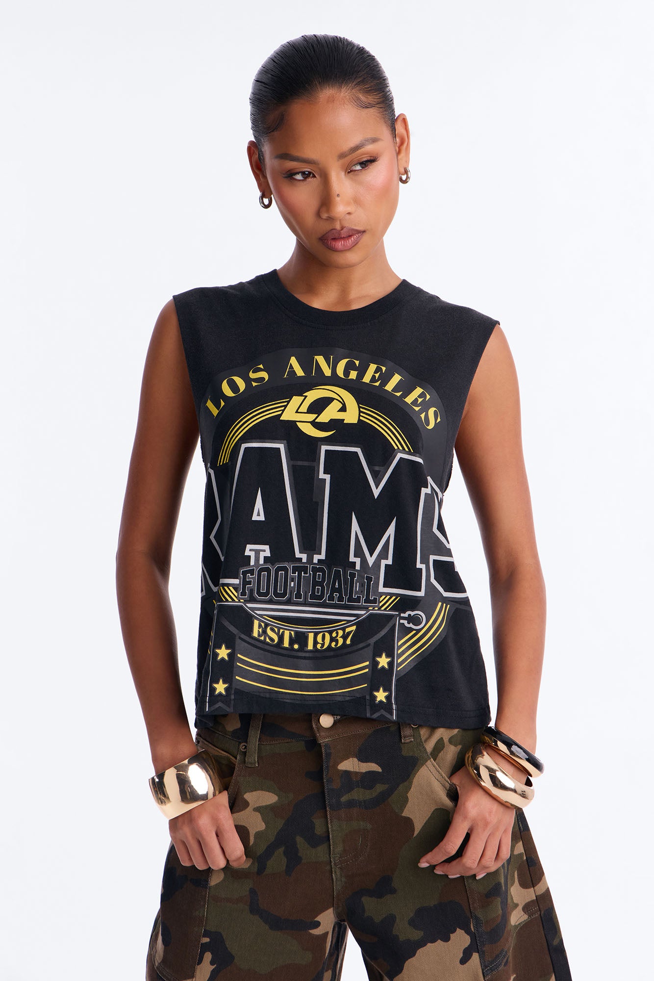 NFL Rams Washed Muscle Tank - Black Wash
