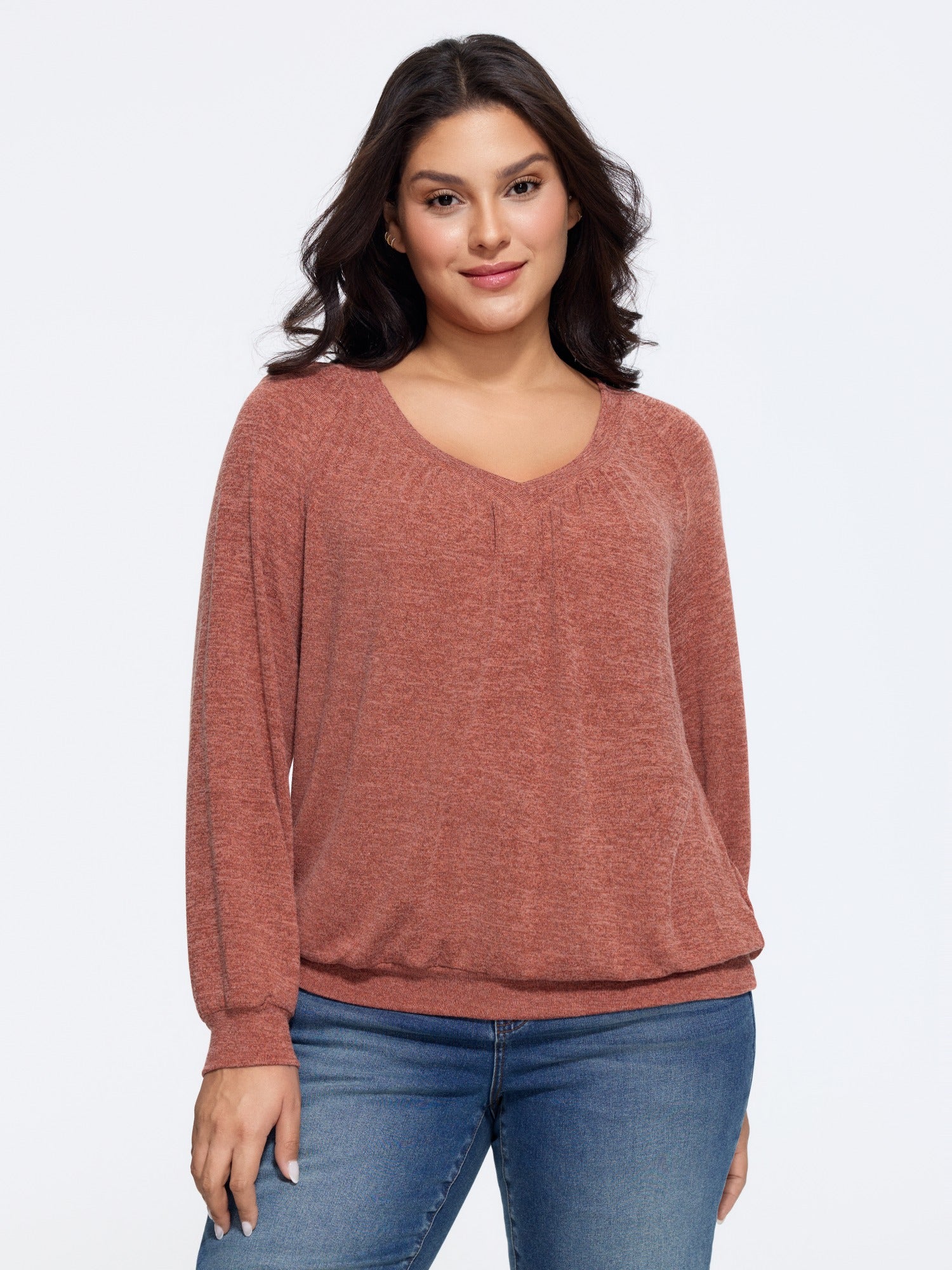 Supersoft Heather Front Pleat Top