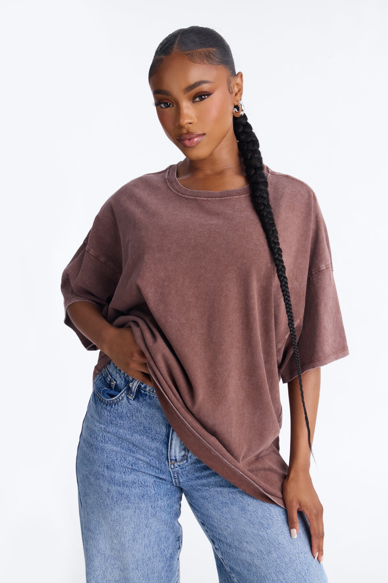 Noah Washed Oversized Short Sleeve T-Shirt - Dark Brown