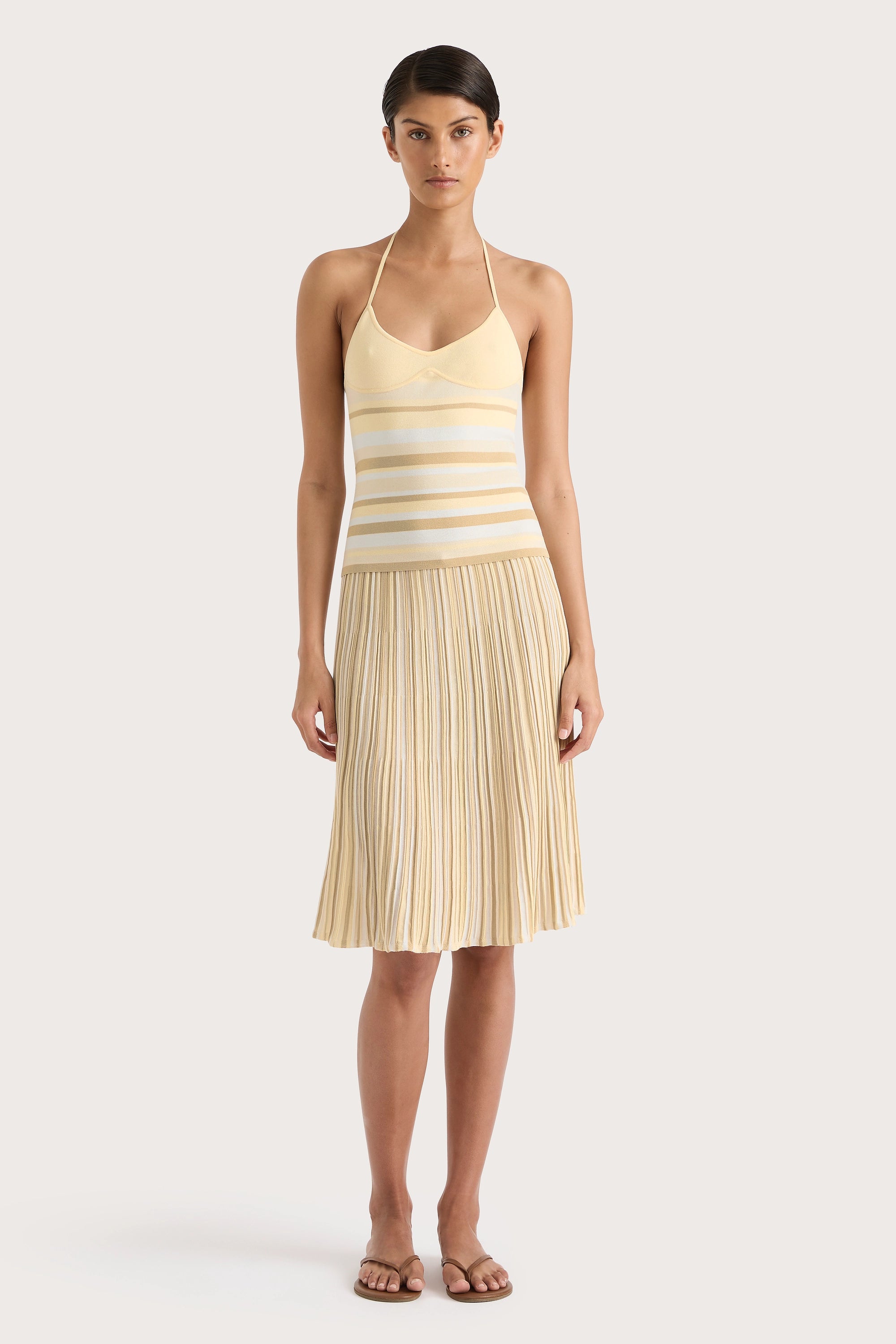 Citara Drawstring Skirt Butter Stripe - Final Sale