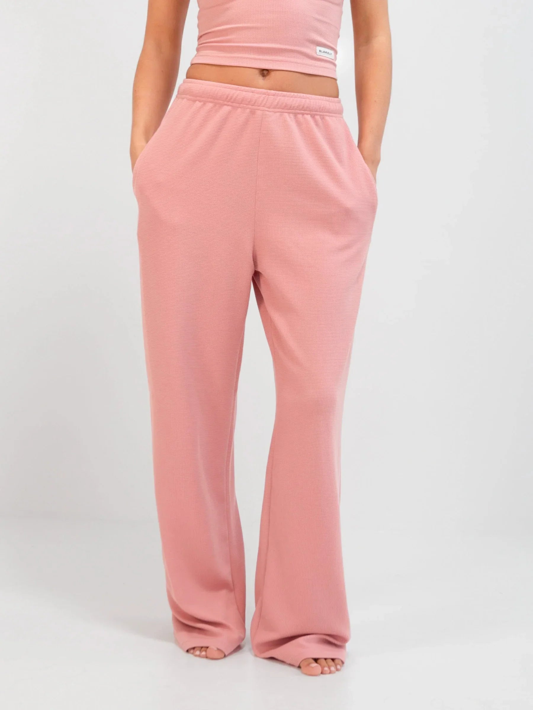 Soft Waffle Trousers - Rose Pink